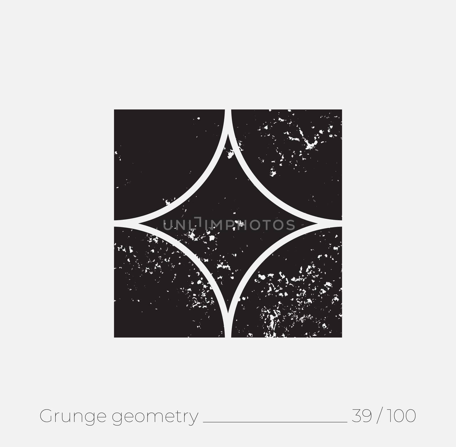 Geometric simple shape in grunge retro style. Universal design element for T-shirt, Posters, Magazine, sale leaflet, billboard, branding