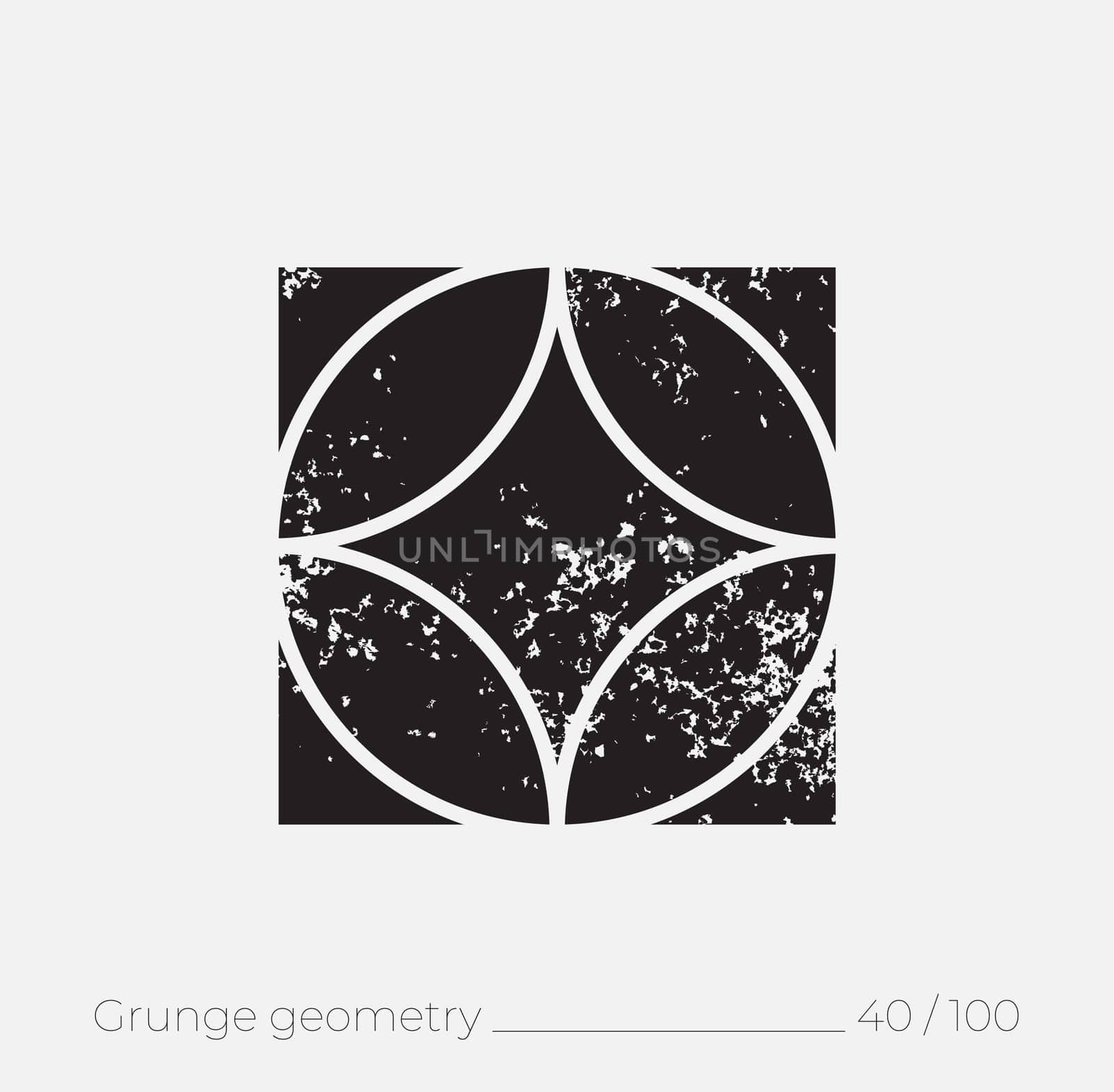Geometric simple shape in grunge retro style. Universal design element for T-shirt, Posters, Magazine, sale leaflet, billboard, branding