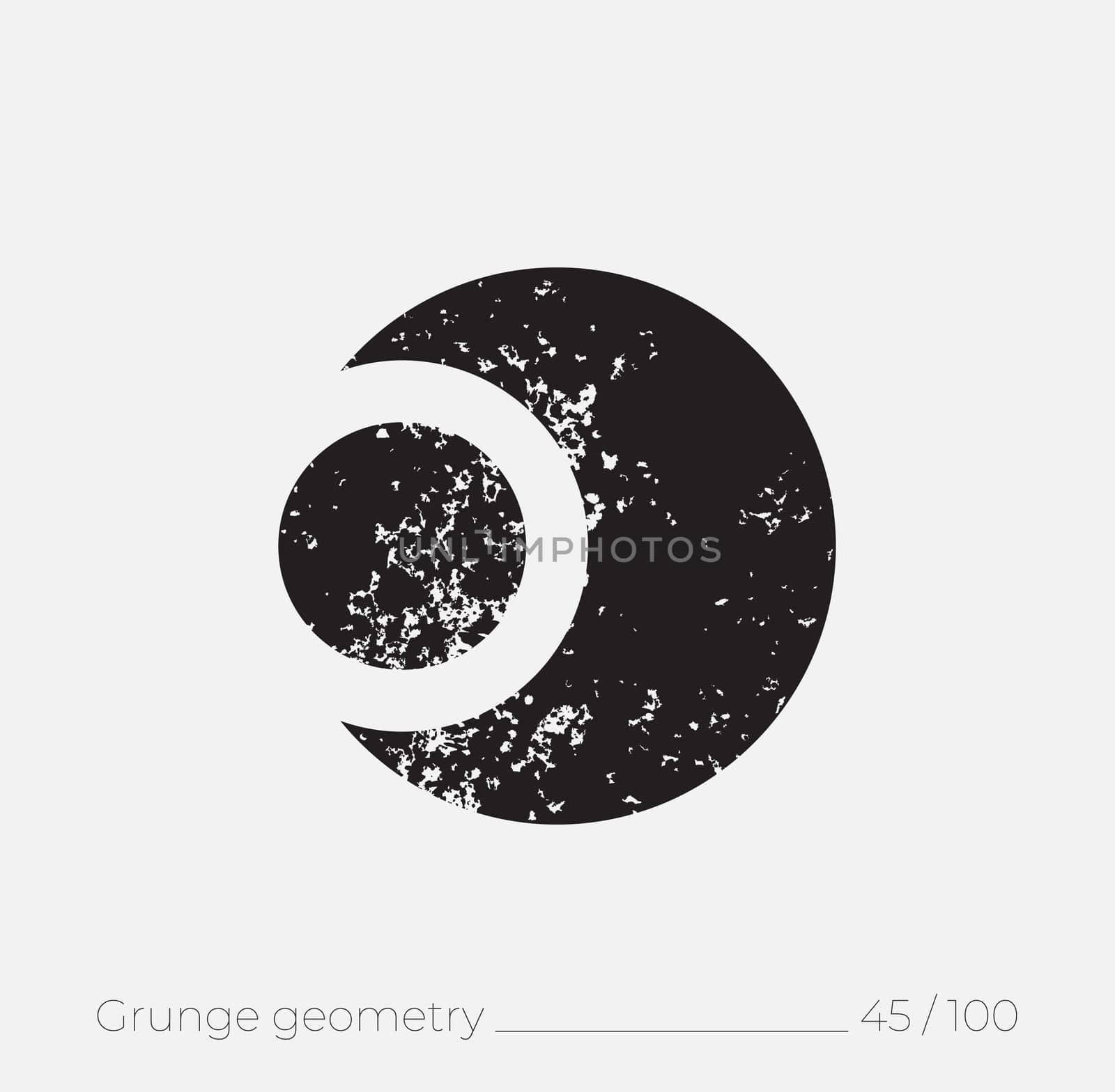 Geometric simple shape in grunge retro style. Universal design element for T-shirt, Posters, Magazine, sale leaflet, billboard, branding