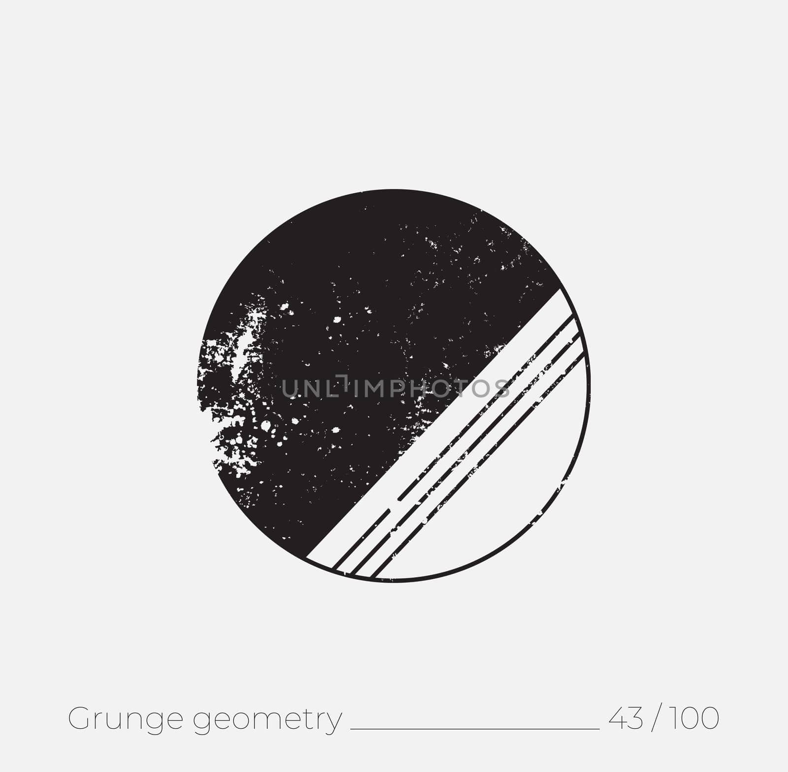 Geometric simple shape in grunge retro style. Universal design element for T-shirt, Posters, Magazine, sale leaflet, billboard, branding
