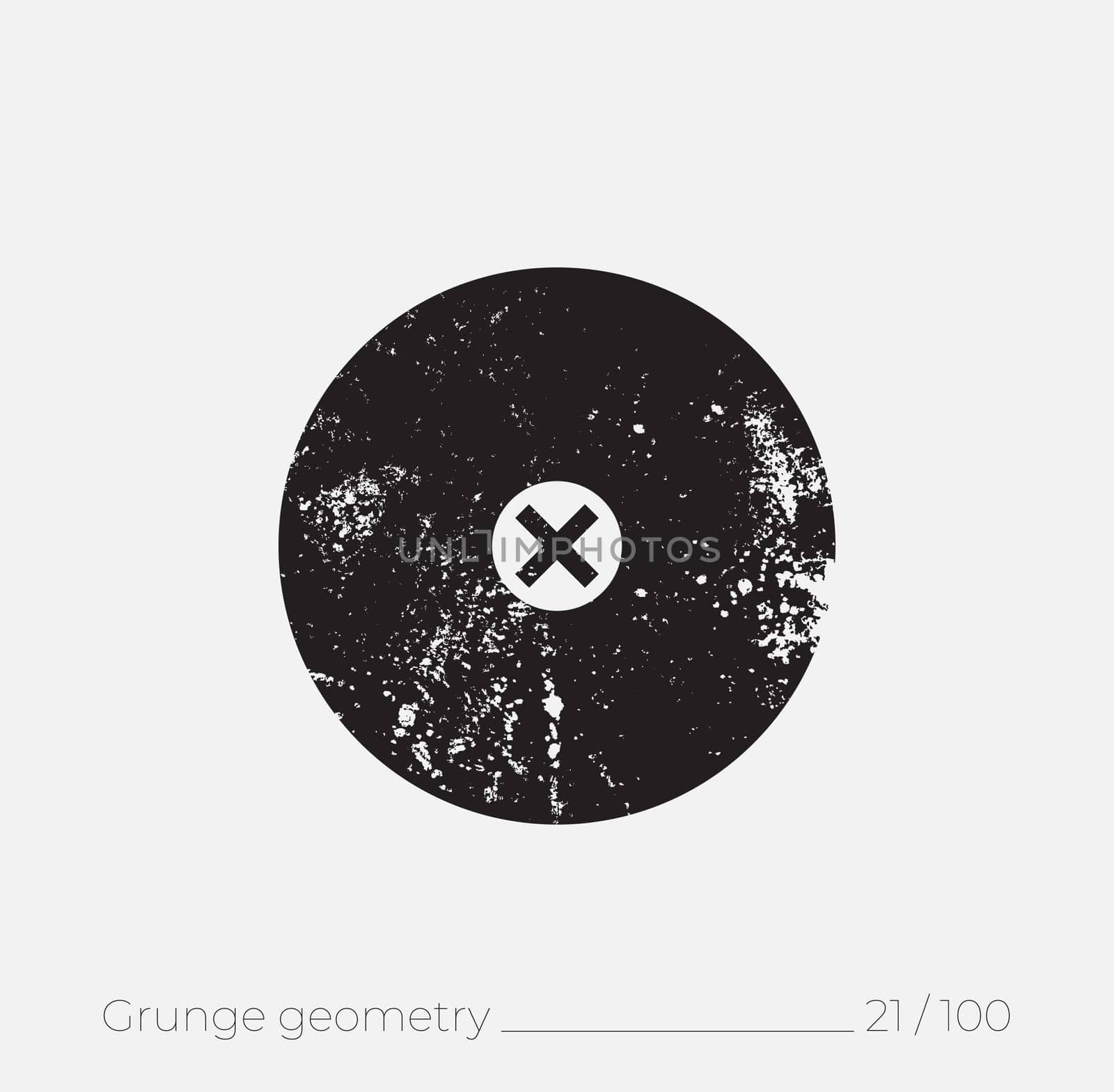 Geometric simple shape in grunge retro style. Universal design element for T-shirt, Posters, Magazine, sale leaflet, billboard, branding