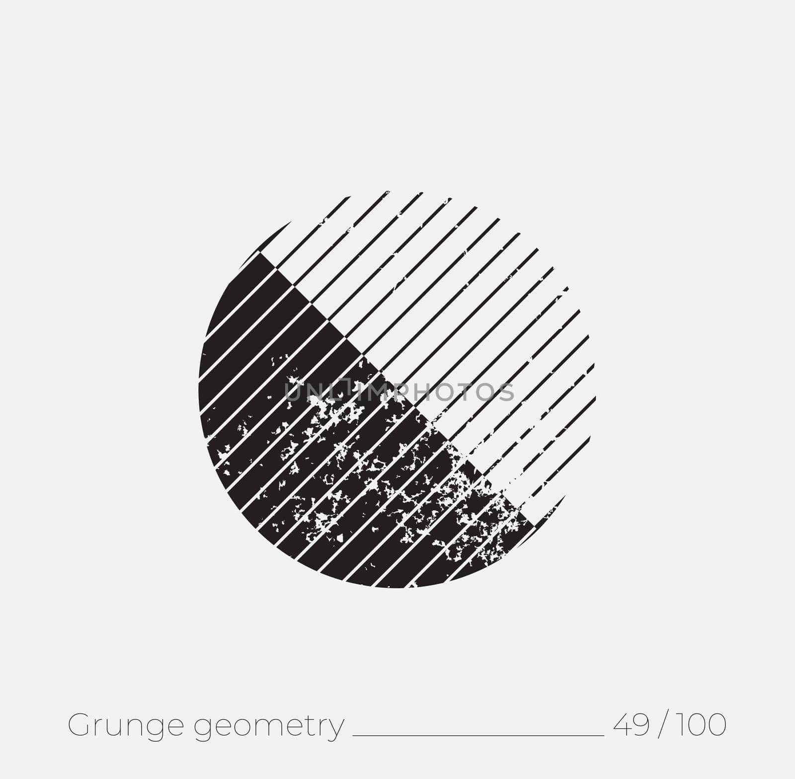 Geometric simple shape in grunge retro style. Universal design element for T-shirt, Posters, Magazine, sale leaflet, billboard, branding