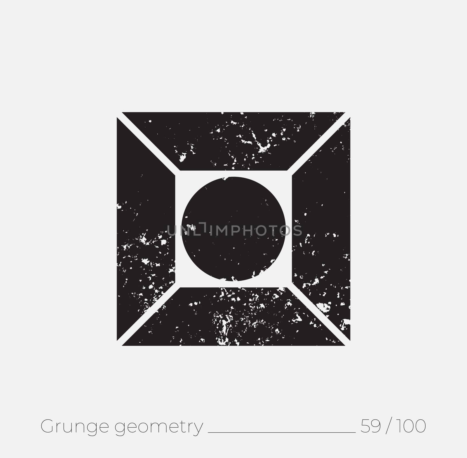 Geometric simple shape in grunge retro style. Universal design element for T-shirt, Posters, Magazine, sale leaflet, billboard, branding