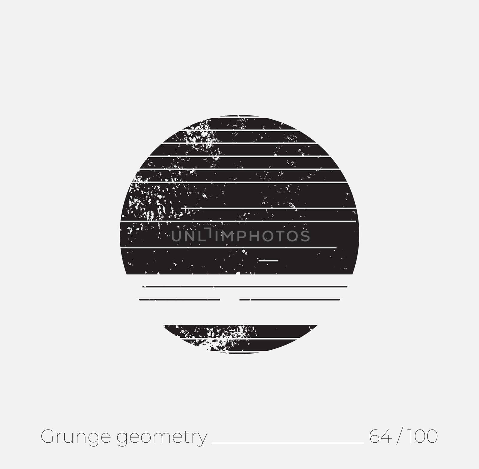 Geometric simple shape in grunge retro style. Universal design element for T-shirt, Posters, Magazine, sale leaflet, billboard, branding