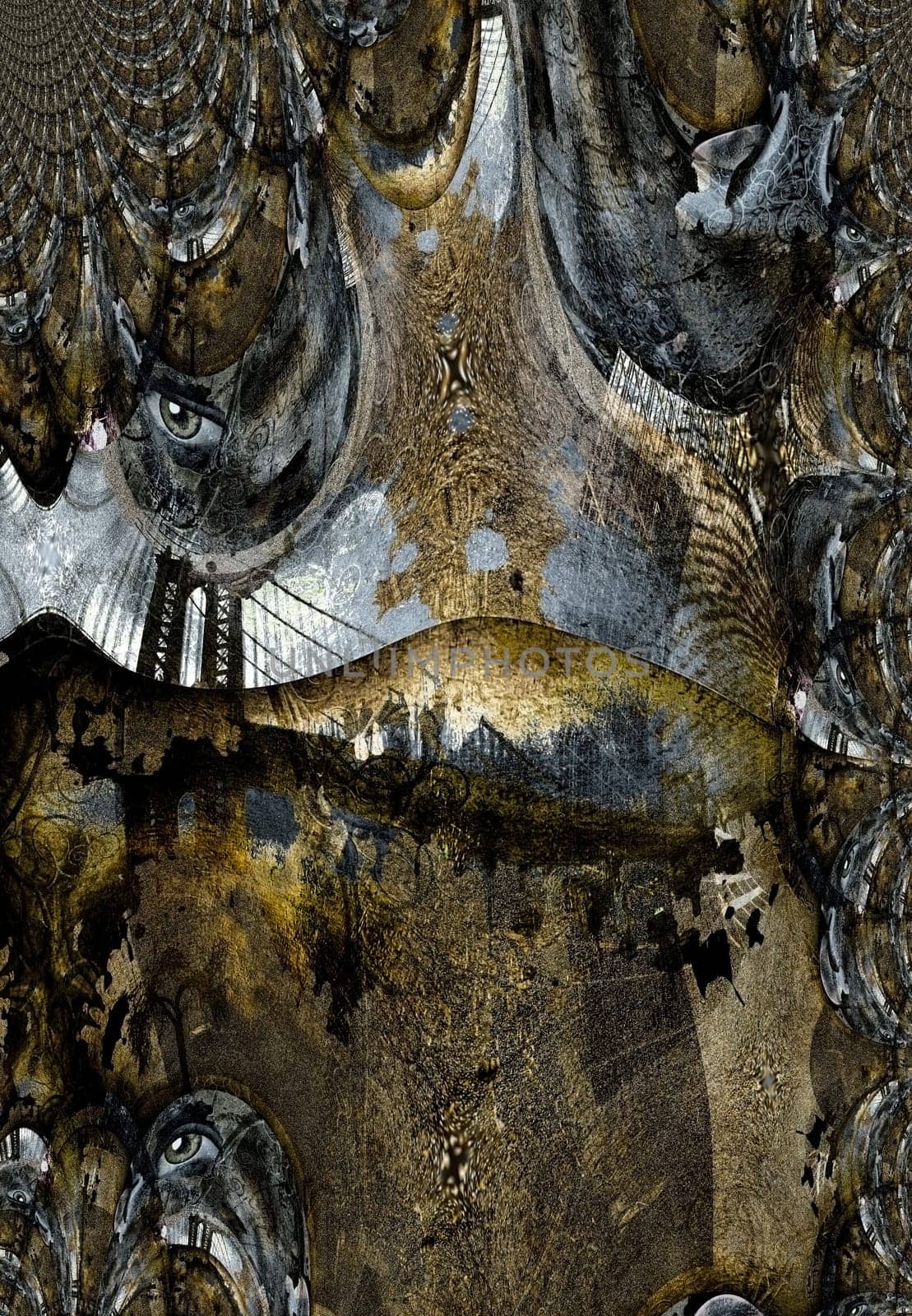 Grunge Dark Textured Manhattan Bridge Abstract