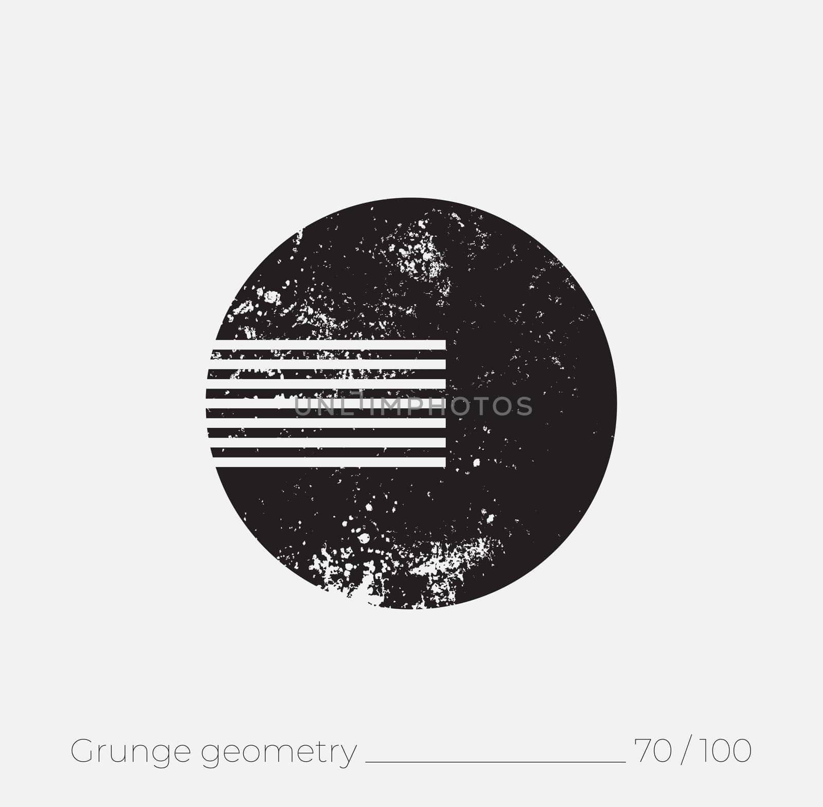 Geometric simple shape in grunge retro style. Universal design element for T-shirt, Posters, Magazine, sale leaflet, billboard, branding