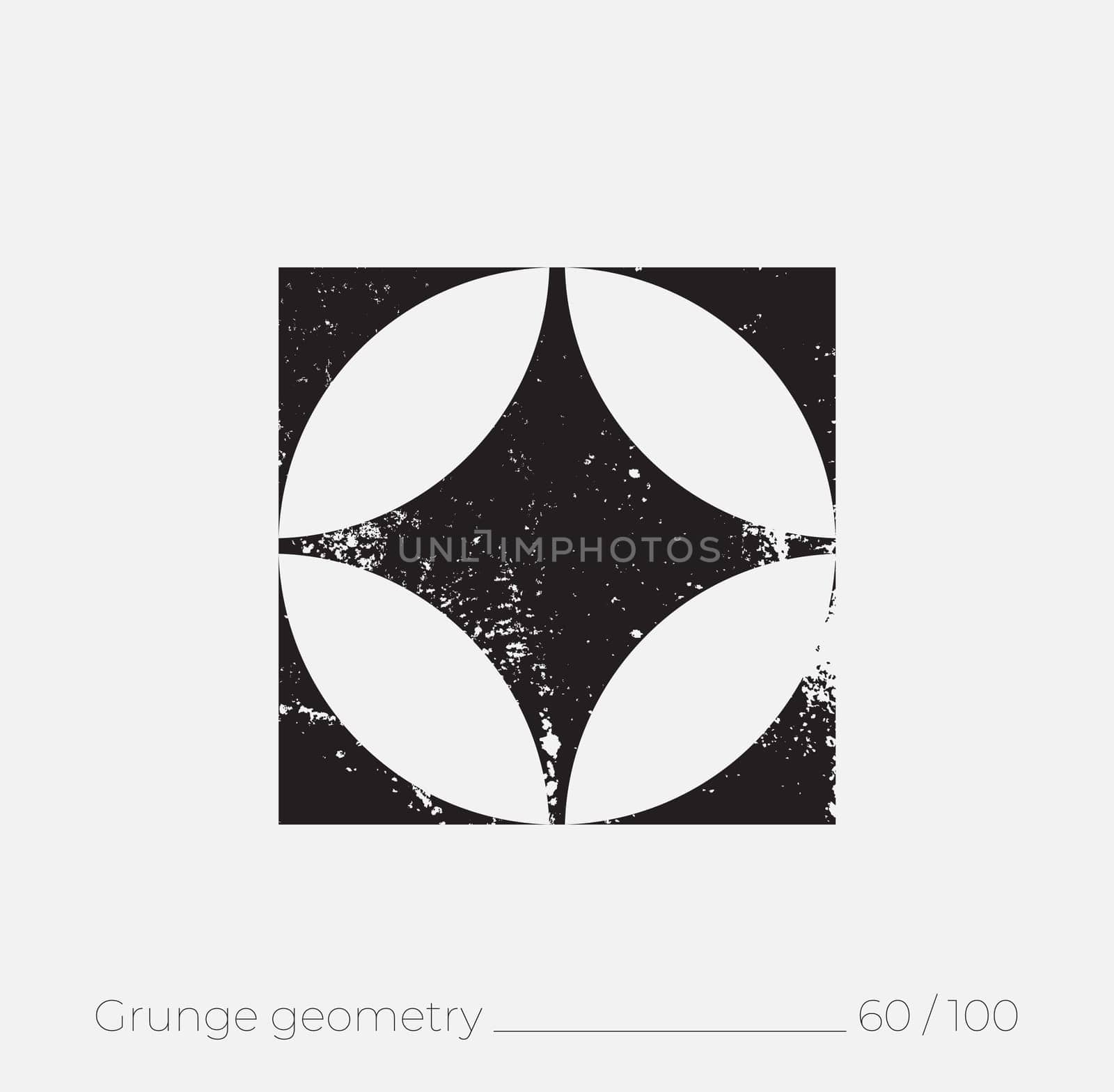 Geometric simple shape in grunge retro style. Universal design element for T-shirt, Posters, Magazine, sale leaflet, billboard, branding
