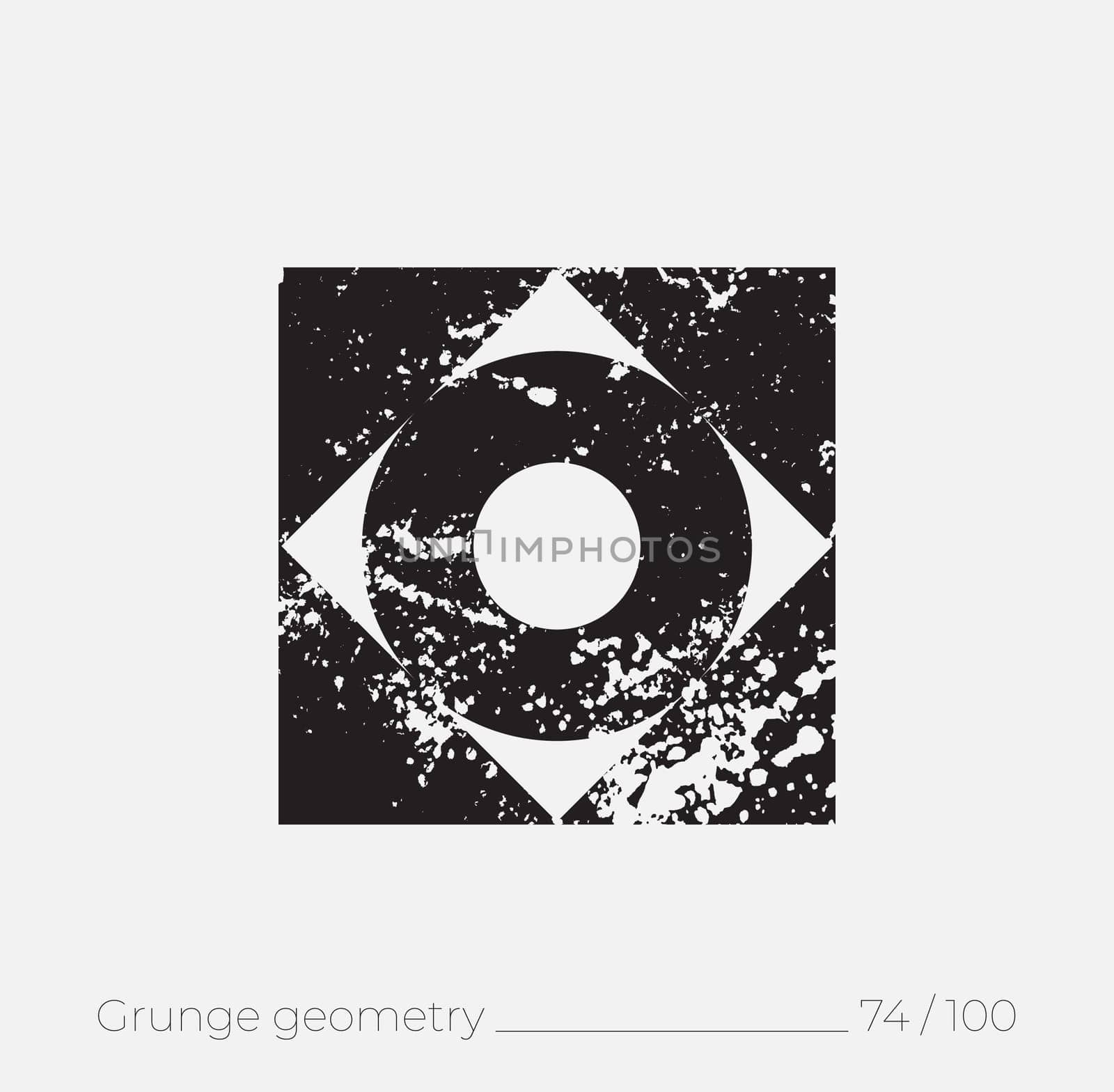 Geometric simple shape in grunge retro style. Universal design element for T-shirt, Posters, Magazine, sale leaflet, billboard, branding