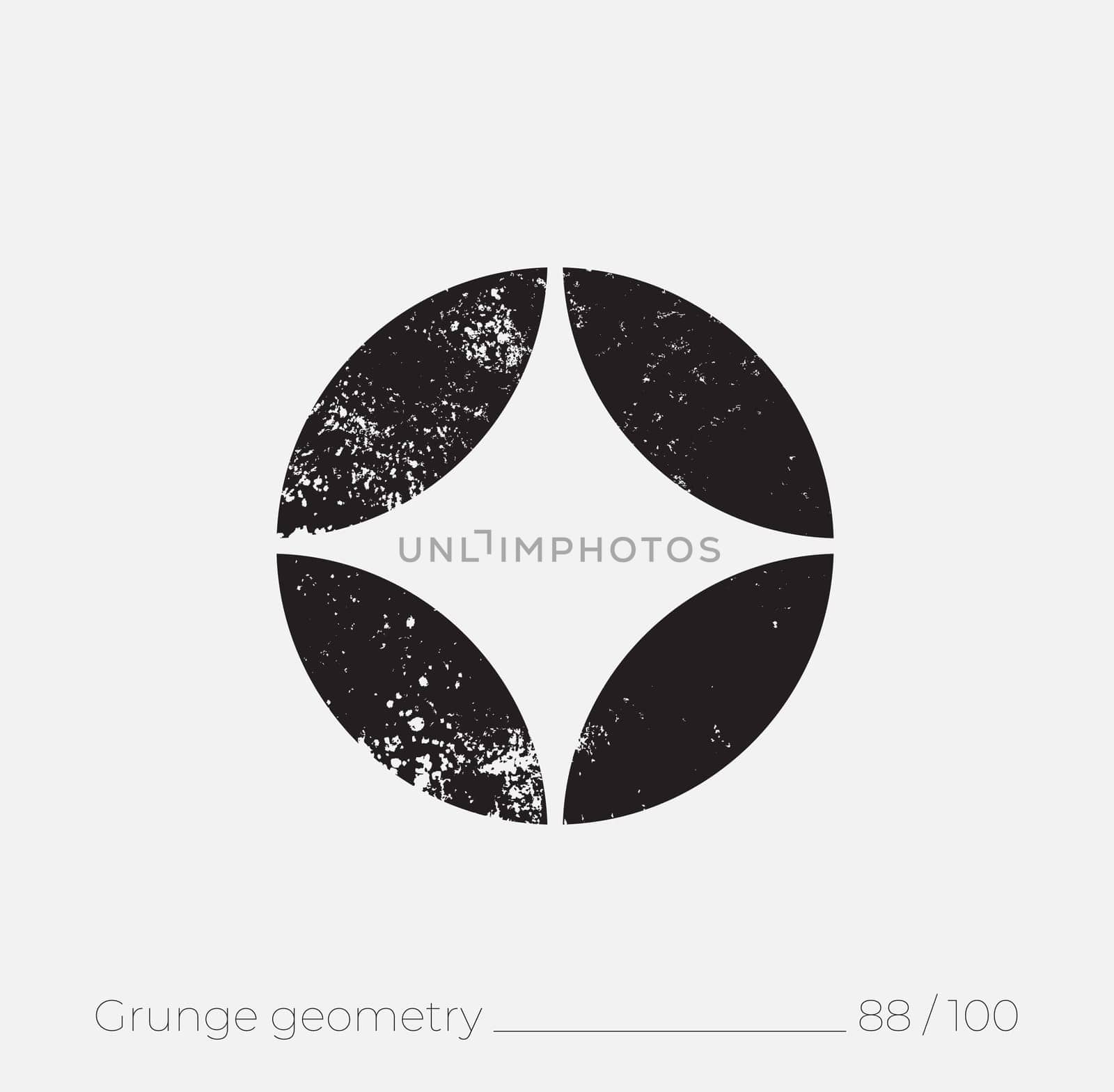 Geometric simple shape in grunge retro style. Universal design element for T-shirt, Posters, Magazine, sale leaflet, billboard, branding
