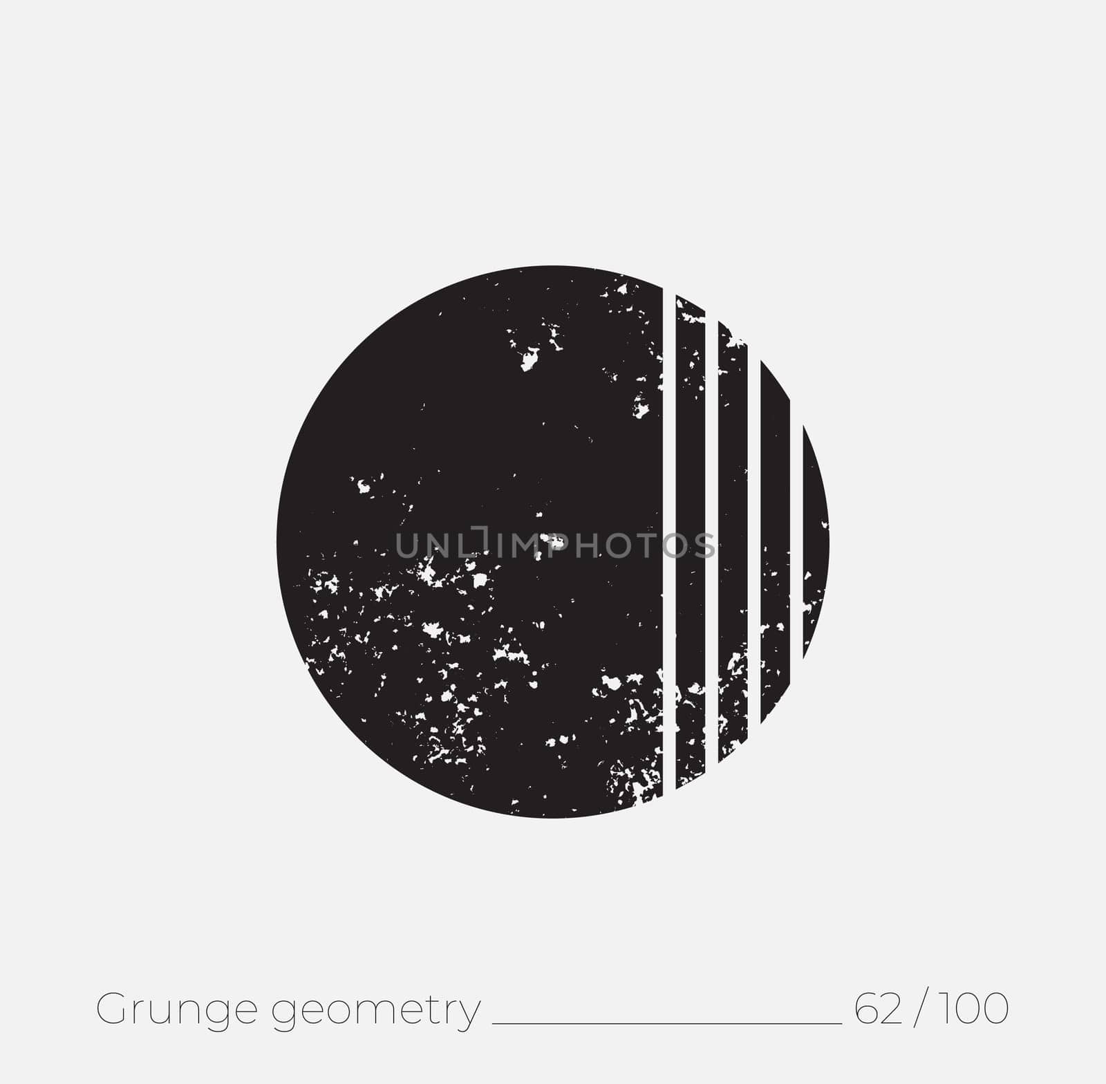 Geometric simple shape in grunge retro style. Universal design element for T-shirt, Posters, Magazine, sale leaflet, billboard, branding