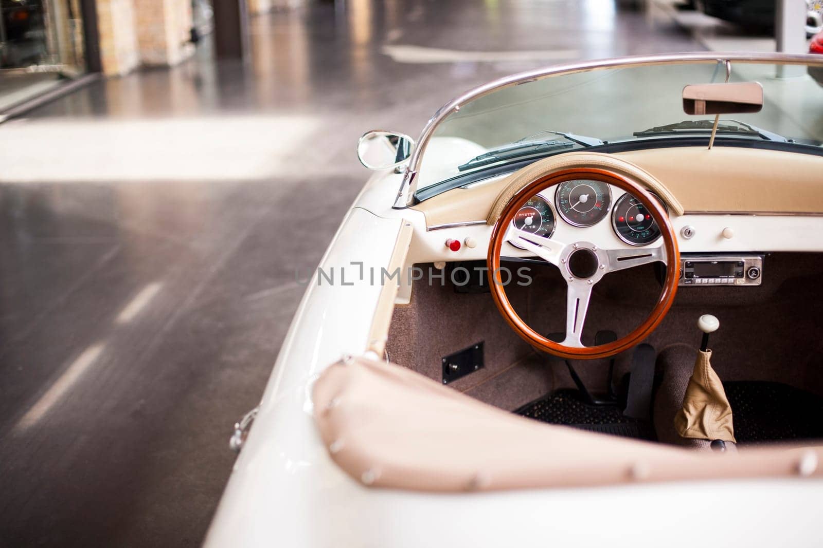 Interior of the classic retro vehicle  antique vintage collection car