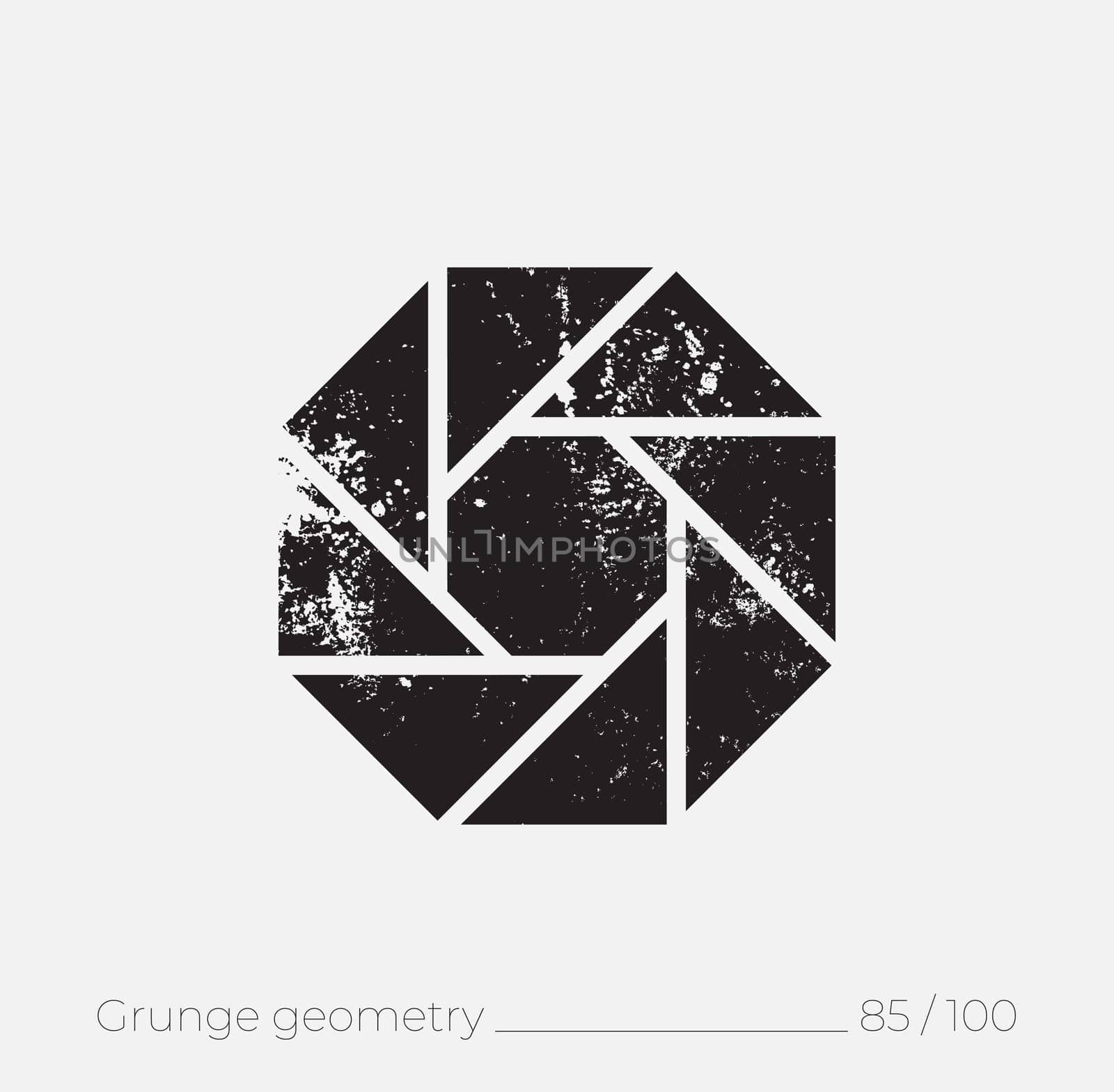 Geometric simple shape in grunge retro style. Universal design element for T-shirt, Posters, Magazine, sale leaflet, billboard, branding
