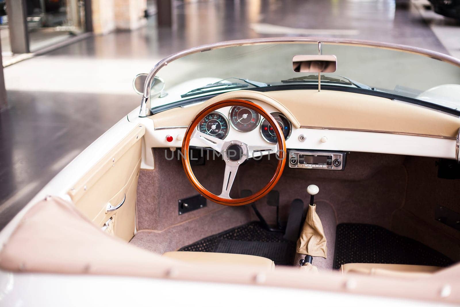 Interior of the classic retro vehicle  antique vintage collection car