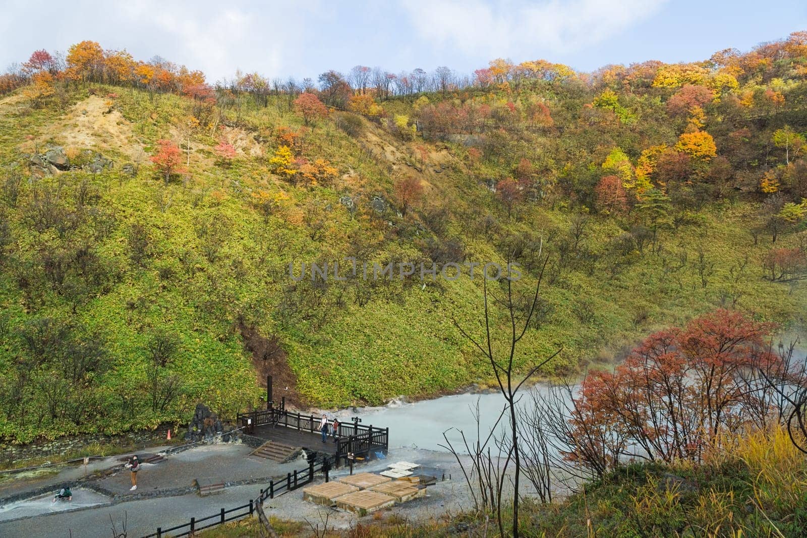 Noboribetsu Onsen is Hokkaido's most famous hot spring resort. A large amount of Noboribetsu's many types of hot spring water surfaces in the spectacular Jigokudani or "Hell Valley"" just above the resort town. Noboribetsu is part of Shikotsu-Toya National Park."