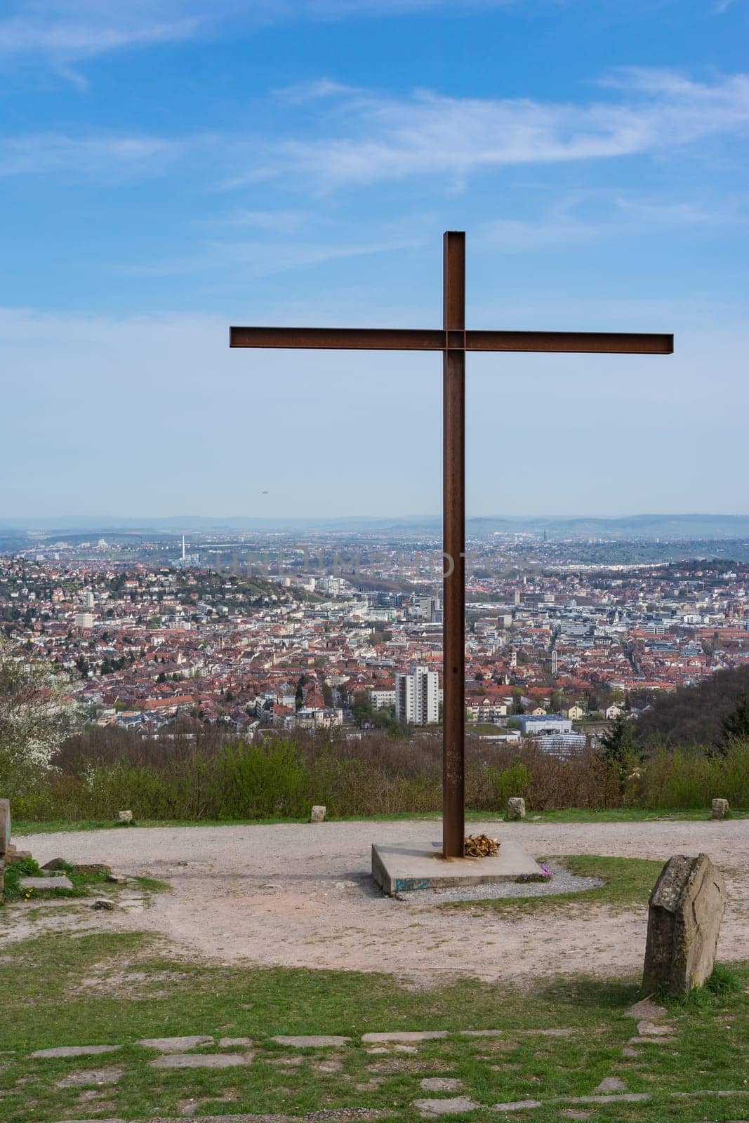 Birkenkopf Stuttgart Park Monument Location Overlook View Panorama Kessel Germany Baden Wuerttemberg Tourism Beautiful Blue Sky Day