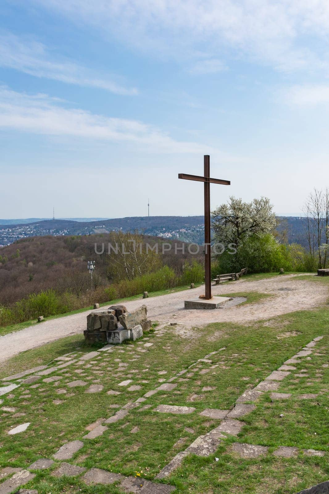 Birkenkopf Stuttgart Park Monument Location Overlook View Panorama Kessel Germany Baden Wuerttemberg Tourism Beautiful Blue Sky Day