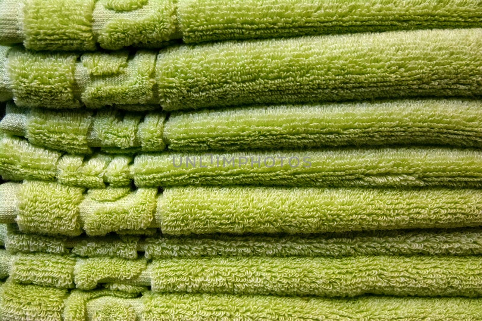 Multicolored Handtowel Closeup Texture Household Object Woven Fabric Folded Green