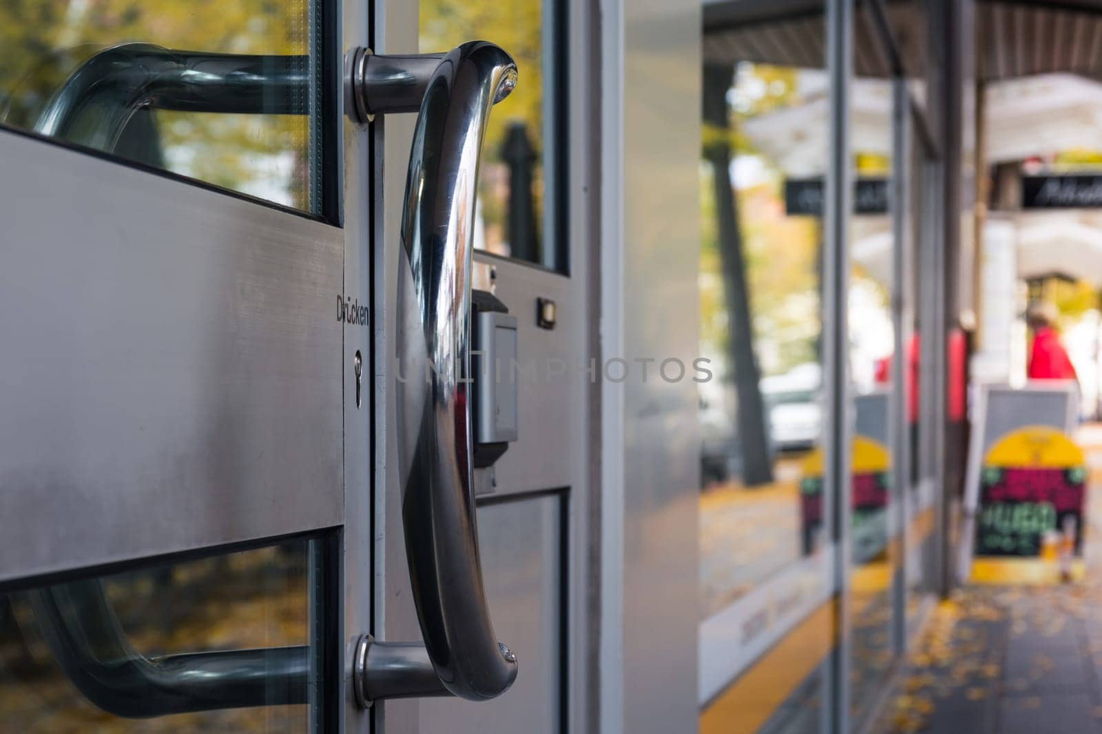 Typical Door Handle Closeup Outdoors Depth of Field Entrance Closed