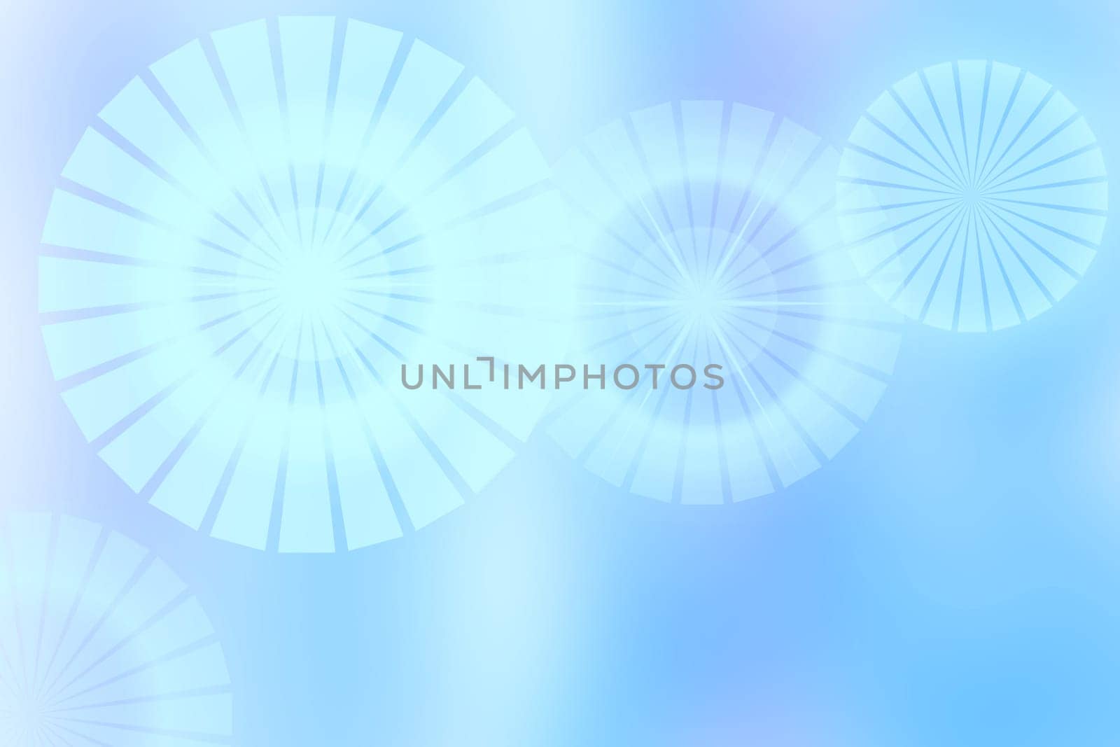 Abstract fresh vivid blue pastel fantasy rainbow background texture with smooth rays and defocused bokeh lights. Beautiful light blue texture.