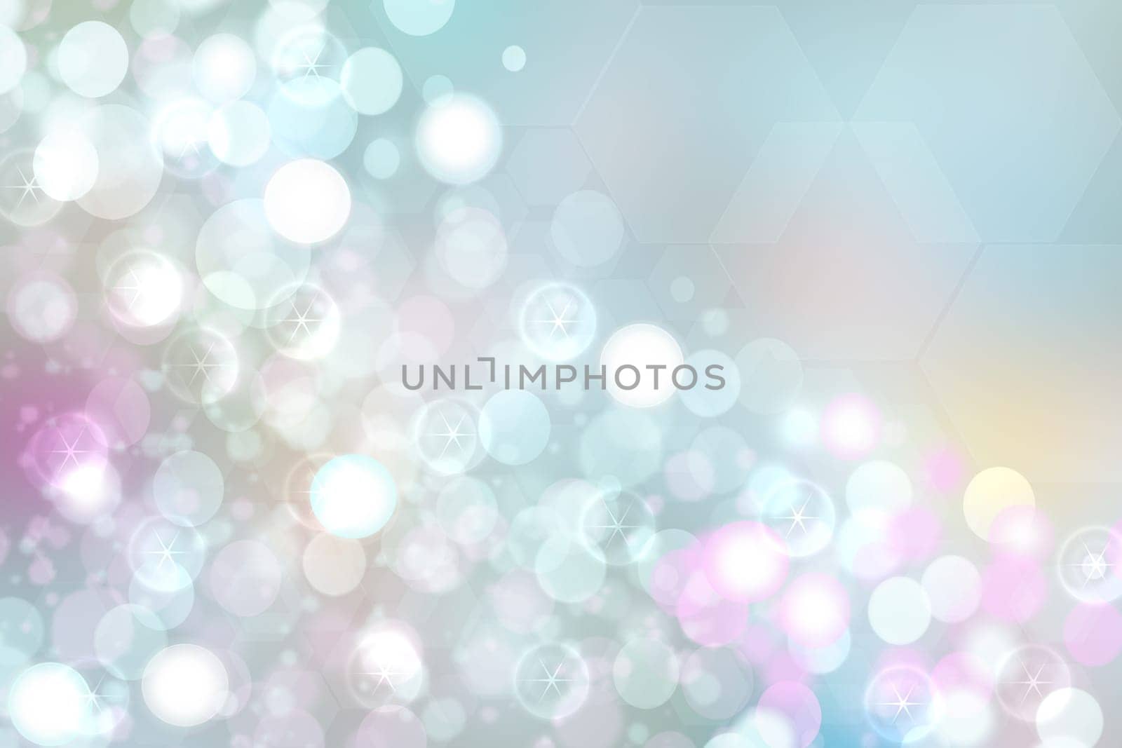 Abstract blue pastel bokeh background texture with bright soft color circles. Space for your text.