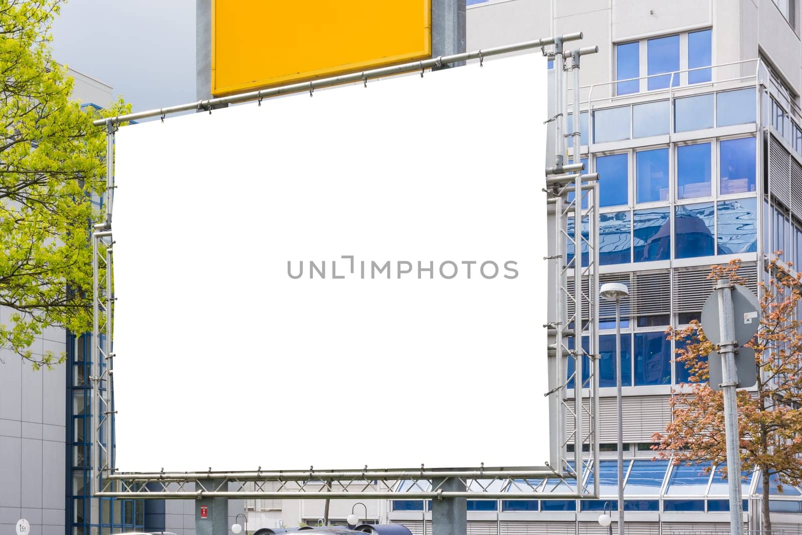 Blank Advertisement Sign City Urban Public White Isolated Clipping Path