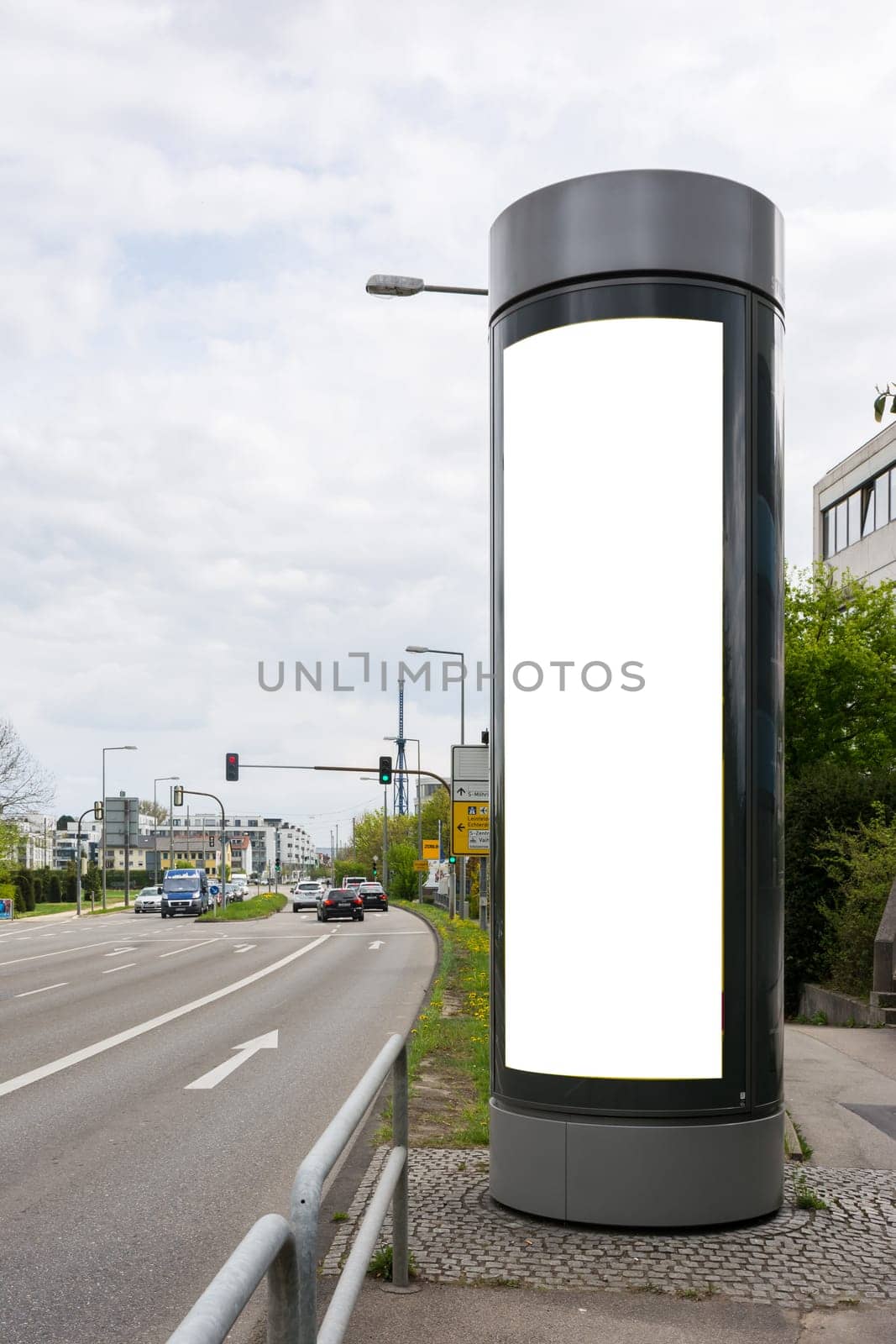 Blank Advertisement Sign City Urban Public White Isolated Clipping Path