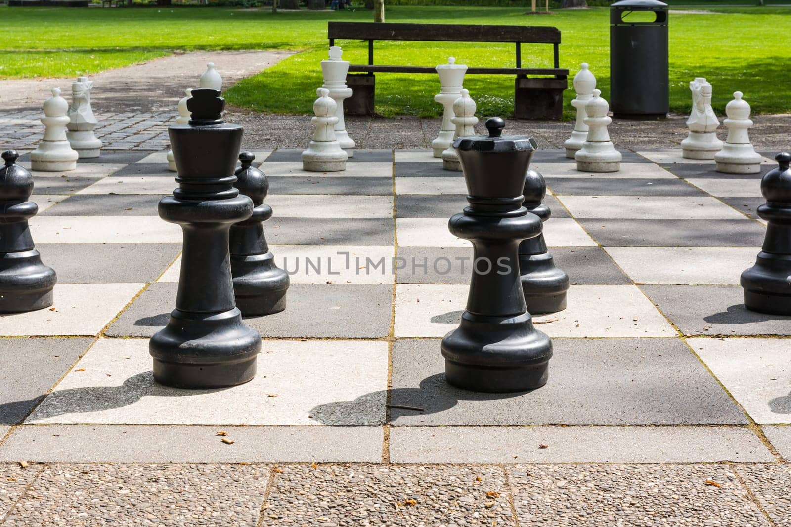 Chess Pieces Board Outdoors Squares Park Large Strategy Asphalt