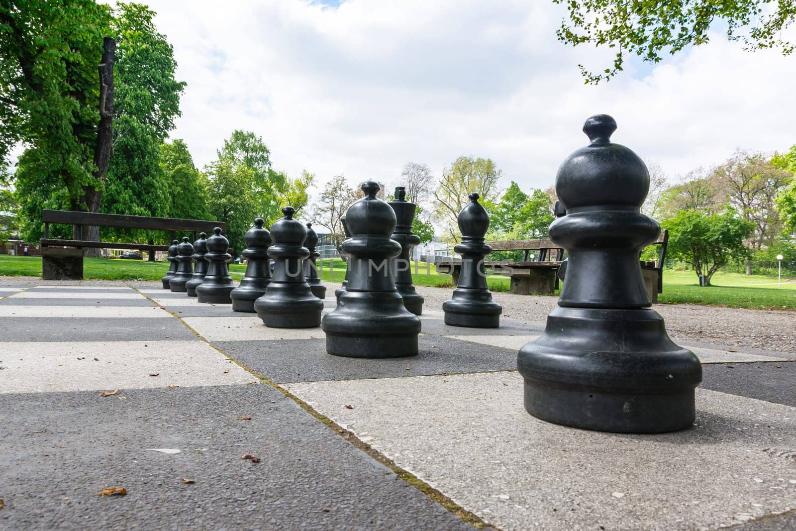 Chess Pieces Board Outdoors Squares Park Large Strategy Asphalt