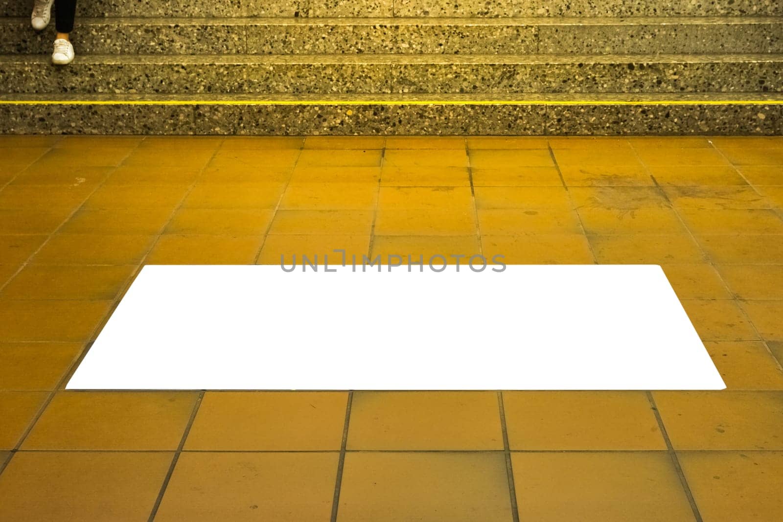 Subway Tile Floor Ad Space White Isolated Mockup Urban Area Advertisement Poster