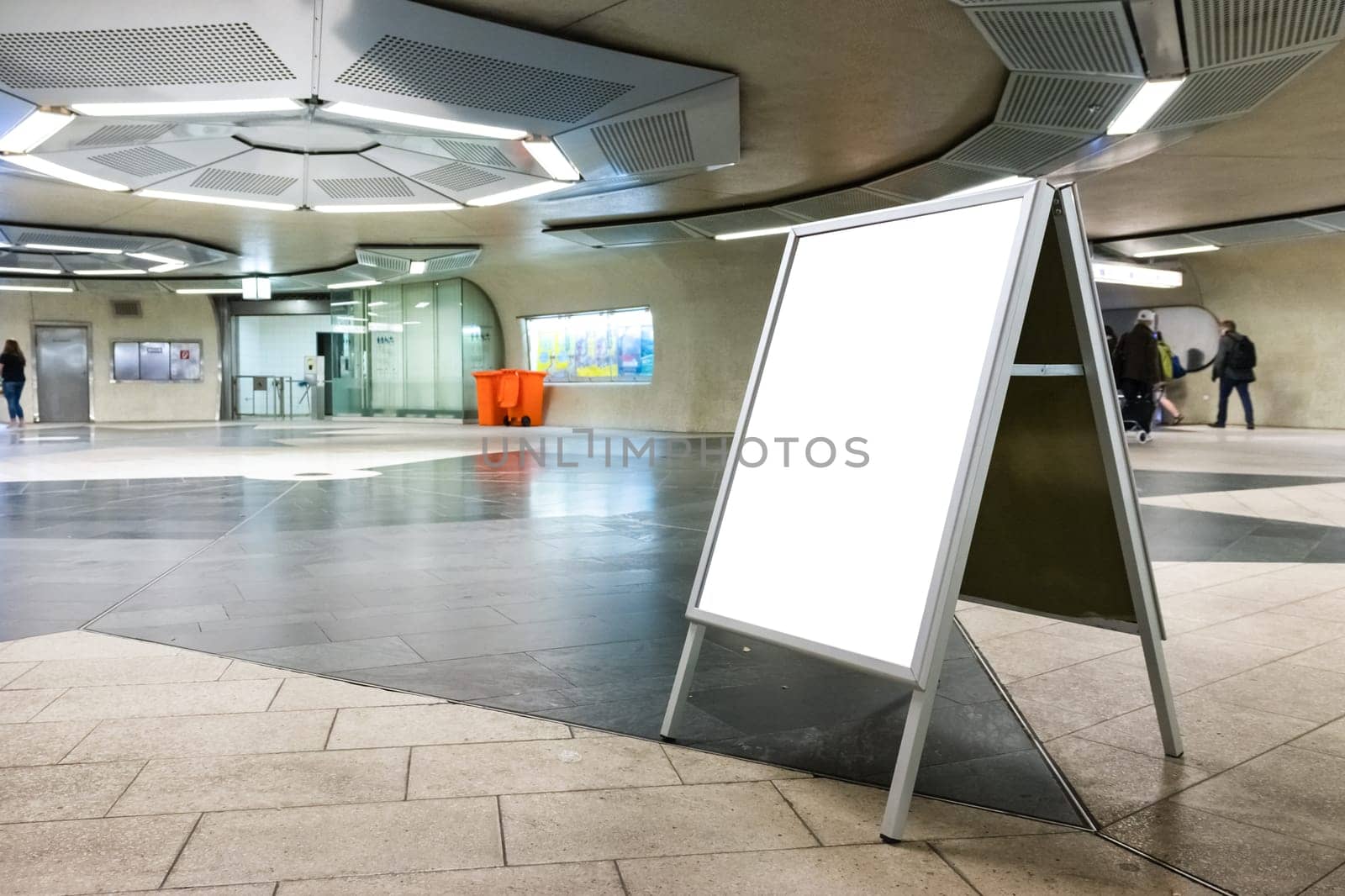 Blank Underground Subway Advertisement Empty Space Indoors Interior Cafe Folding Sign