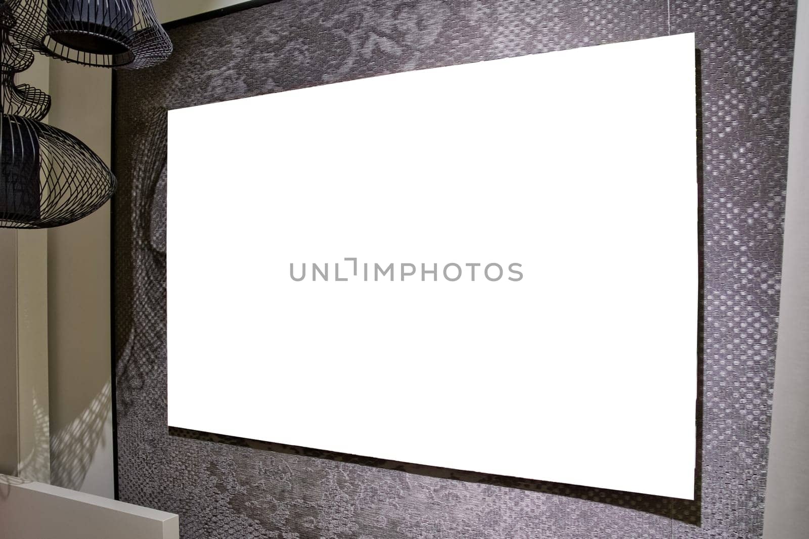 Modern House Home Designer Mockup Acrylic Blank Isolated White Decoration Furniture Interior Indoors Frame Wall