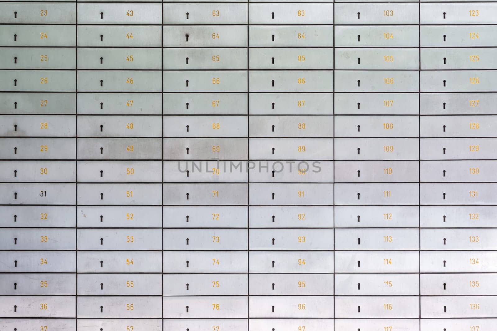 Numbered Mailbox Rows and Columns Grid Perspective Postal System