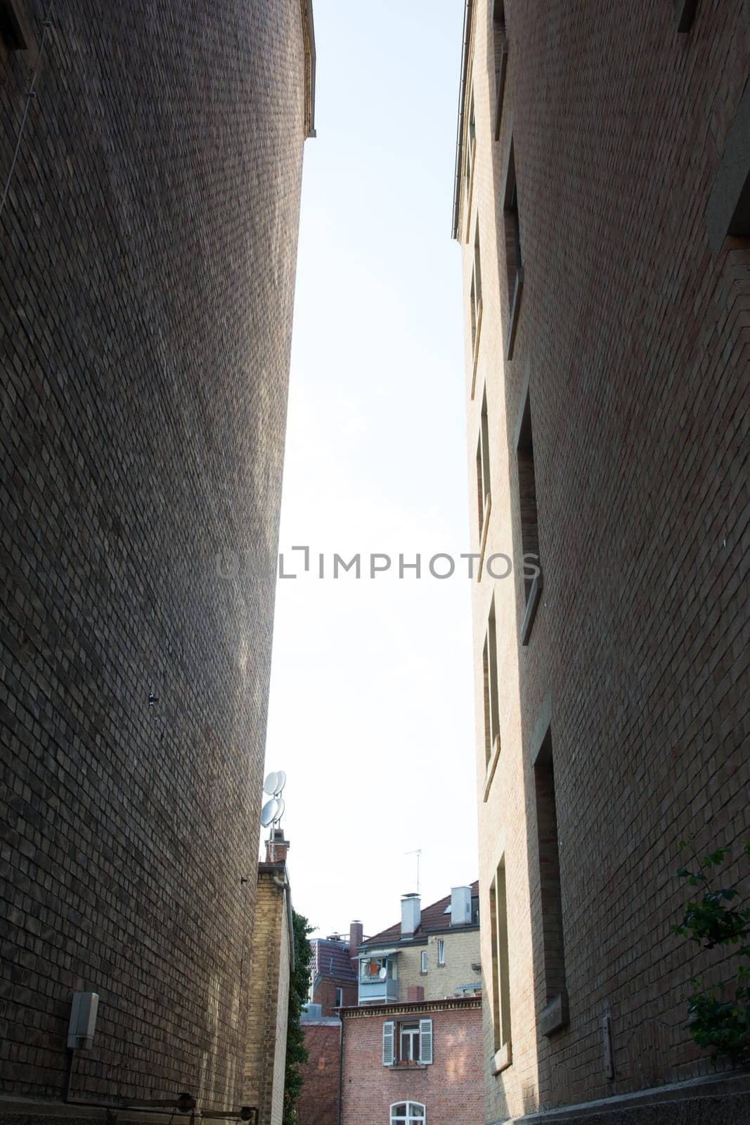 Small Alley Sky View Between Two Apartment Buildings Dark Shining Through European