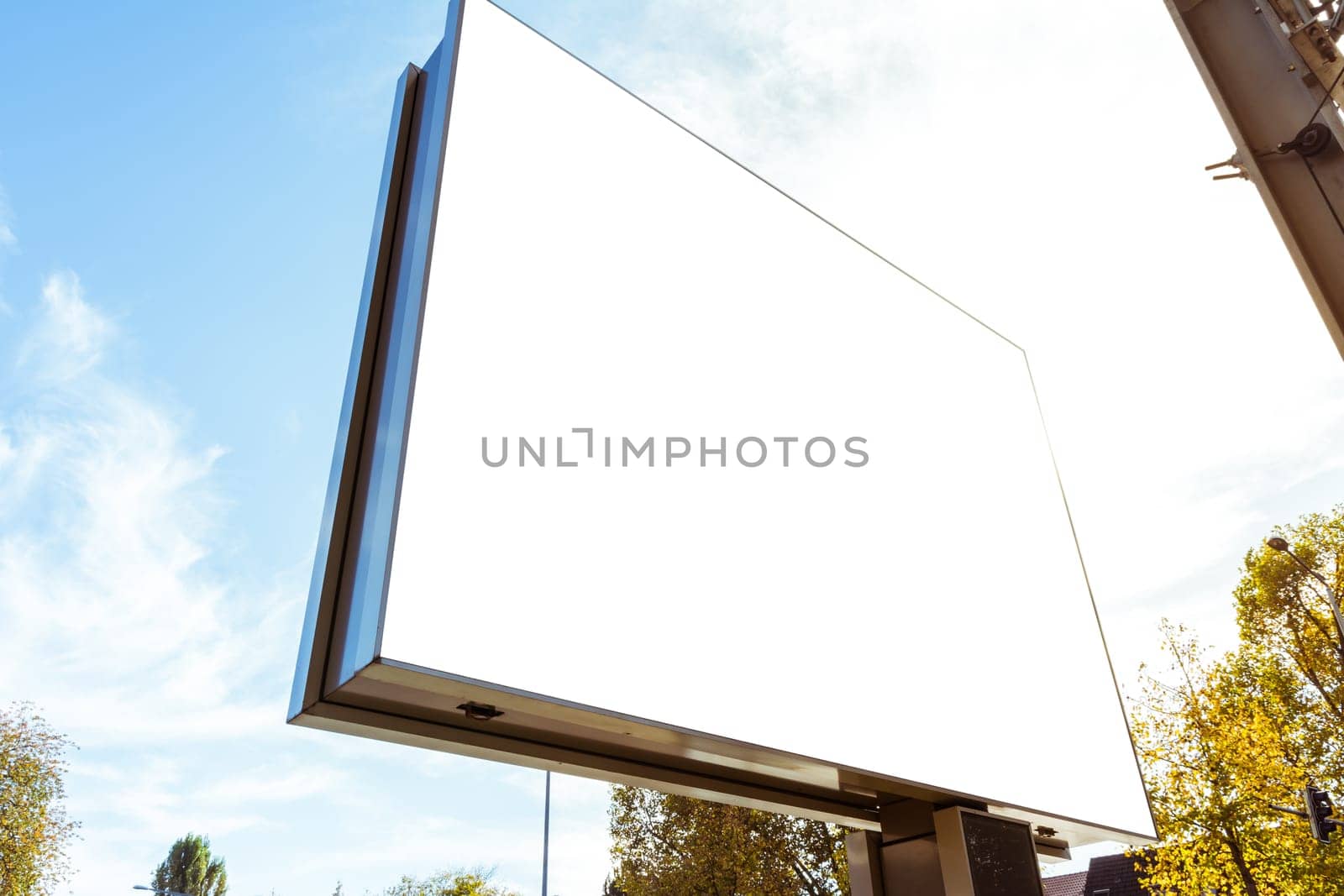 Outdors Modern Billboard Daytime Sun Flare Blank Isolated White Mockup Large City