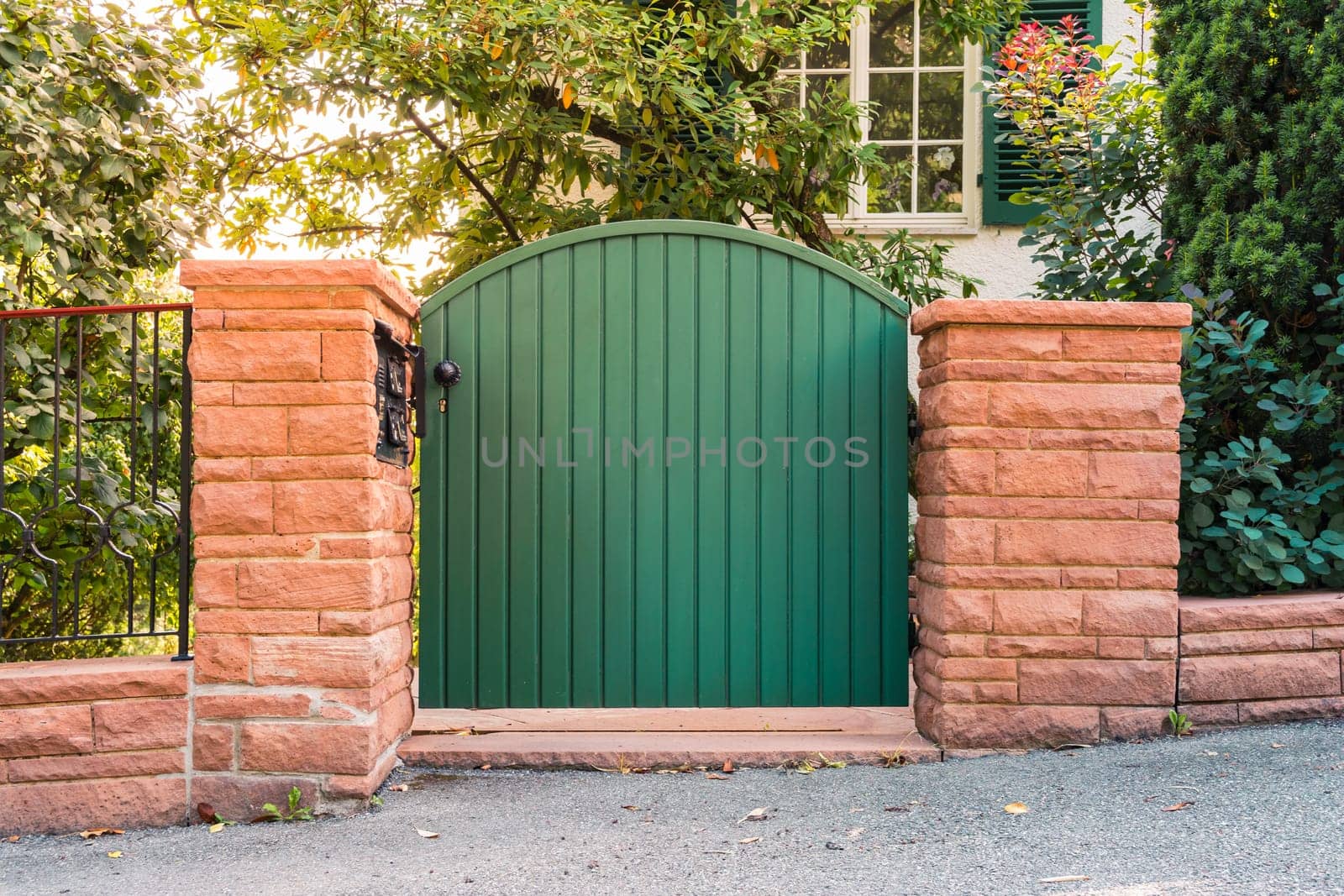 Garden Rustic Entrance Gate Door Residential Home Wall Bricks Exterior