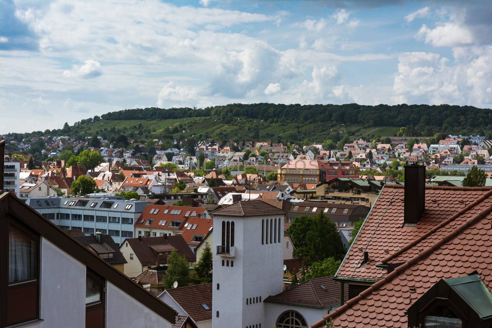 German Town Residential Area Aerial Rooftops European Culture Stuttgart Feuerbach District