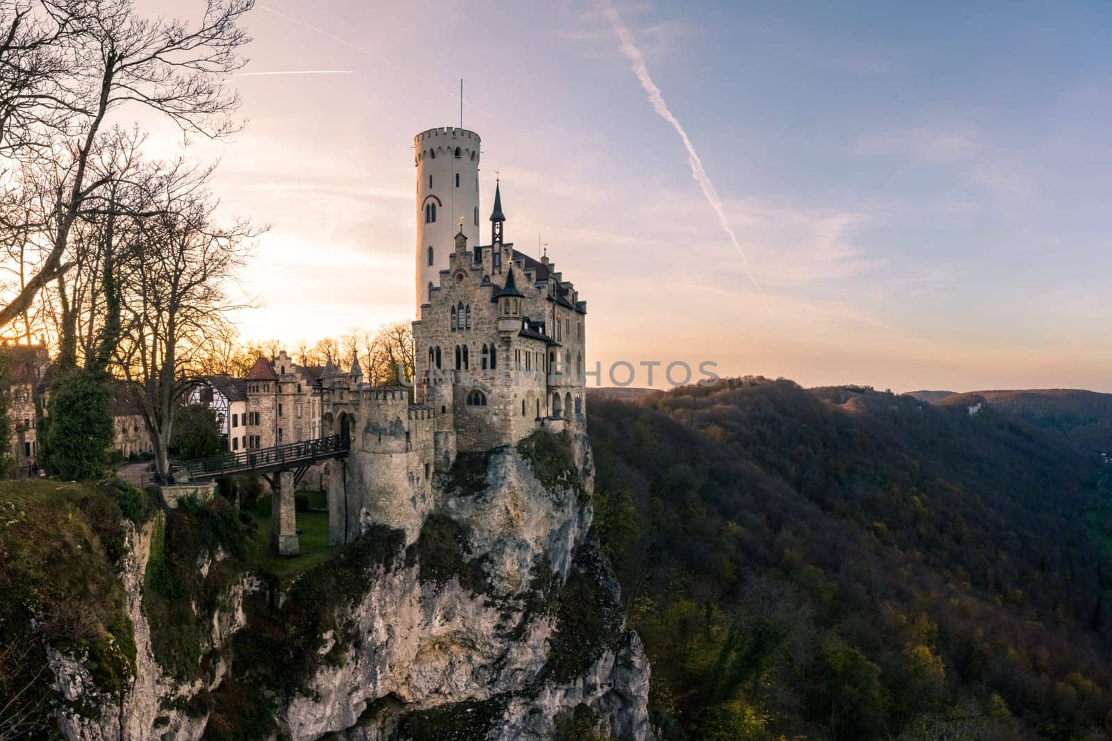 Schloss Lichtenstein Castle Germany Baden-Wuerttemberg Swabian Alb Mountain Castle Fairy Tale Landscape Fortress European Travel Destination Architecture