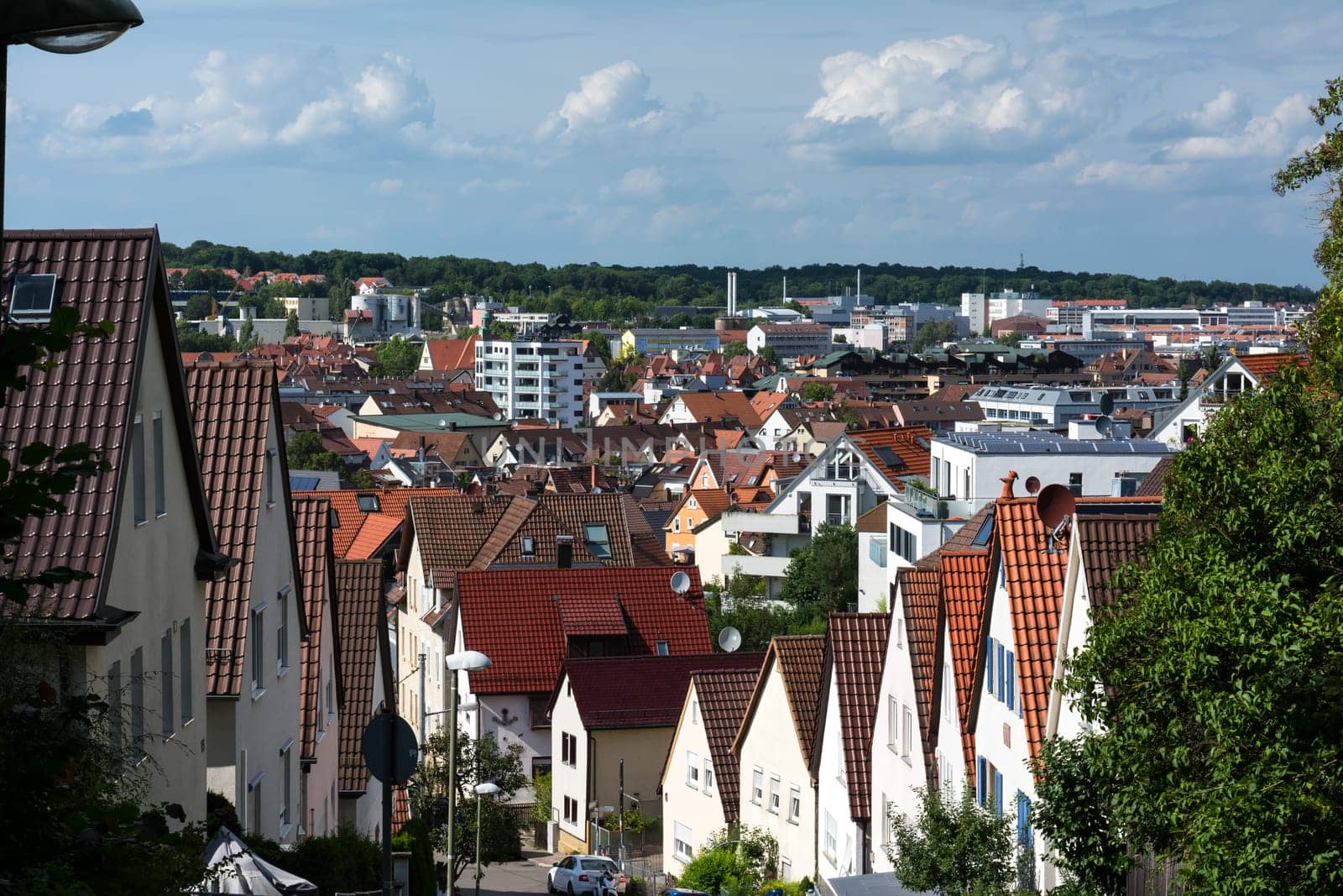 German Town Residential Area Aerial Rooftops European Culture Stuttgart Feuerbach District