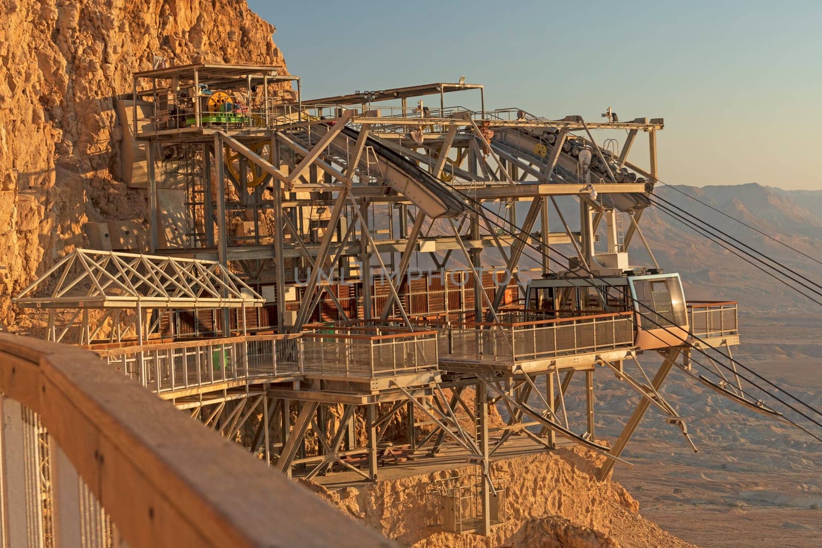 Funicular Terminal on a Desert Cliff at Masada National Park in Israel