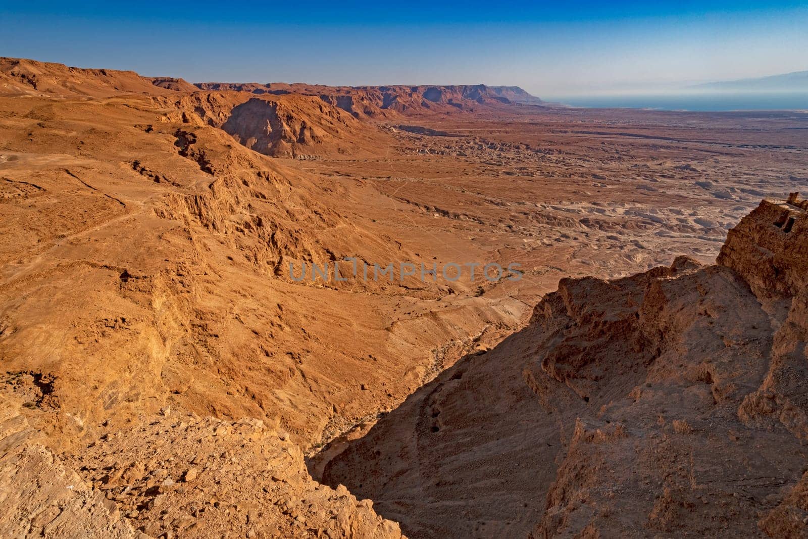 View of the Desert from a High Cliff at Masda National Park in Israel