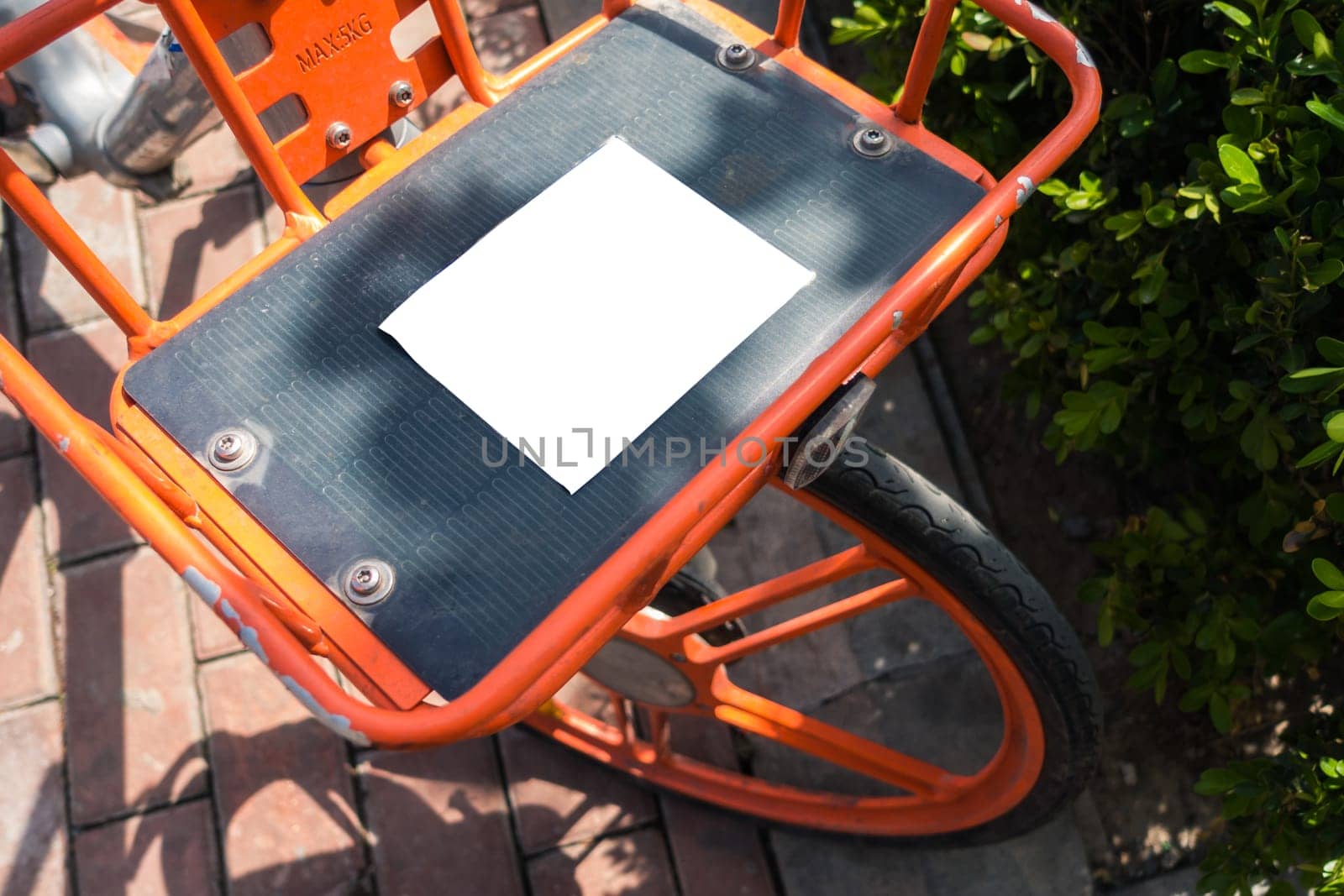Billboard Rectangular White Mockup City Advertisement of a Shared Bike