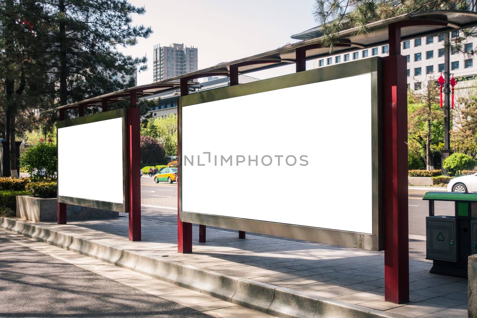 Bus Stop Advertisement Mockup Urban City Environment China Asia_