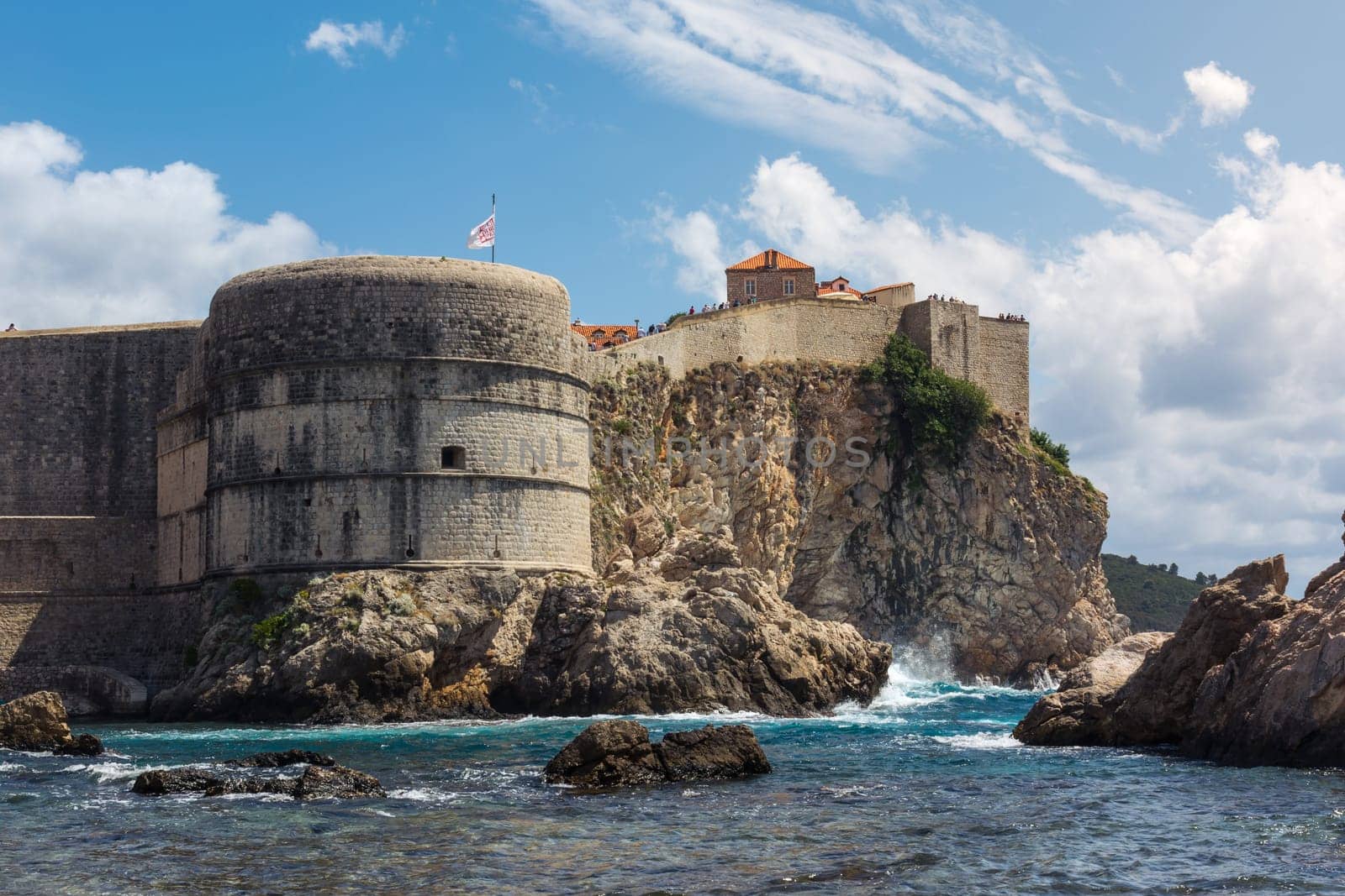 Beautiful Outer Fortress Walls of Dubrovnik Croatia Cityscape Detail European Vacation Destination Sightseeing