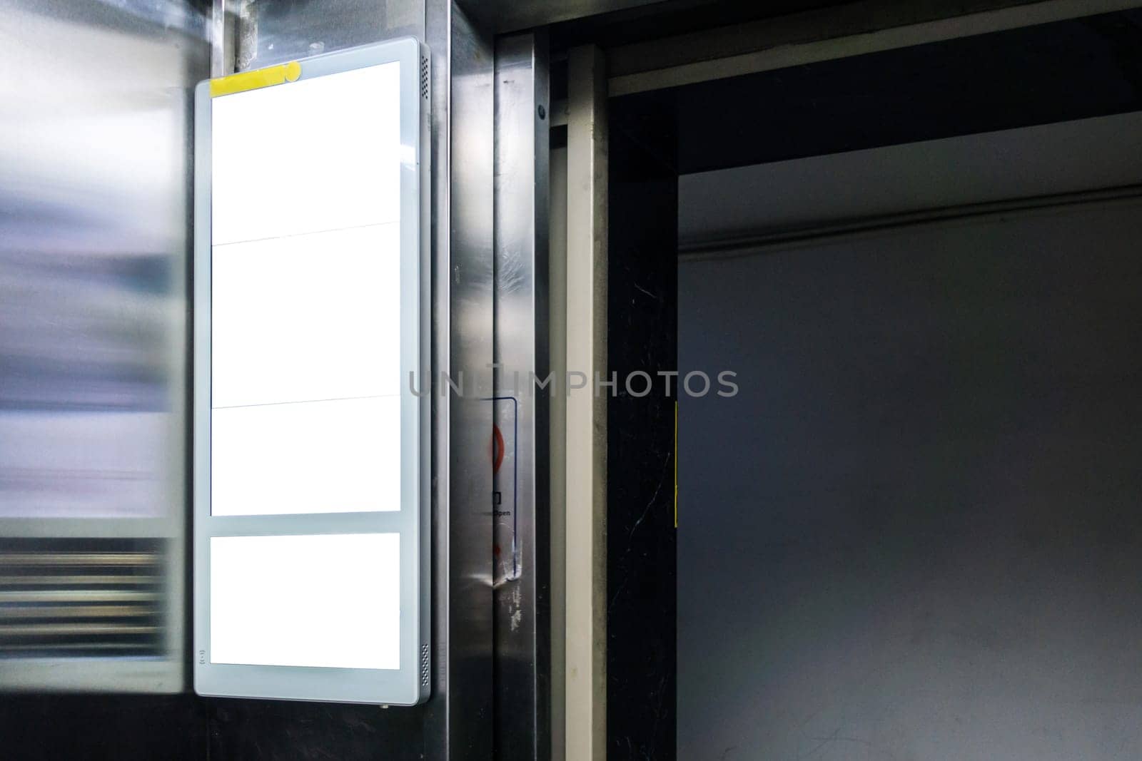Billboard Rectangular White Mockup inside a Elevator City Advertisement