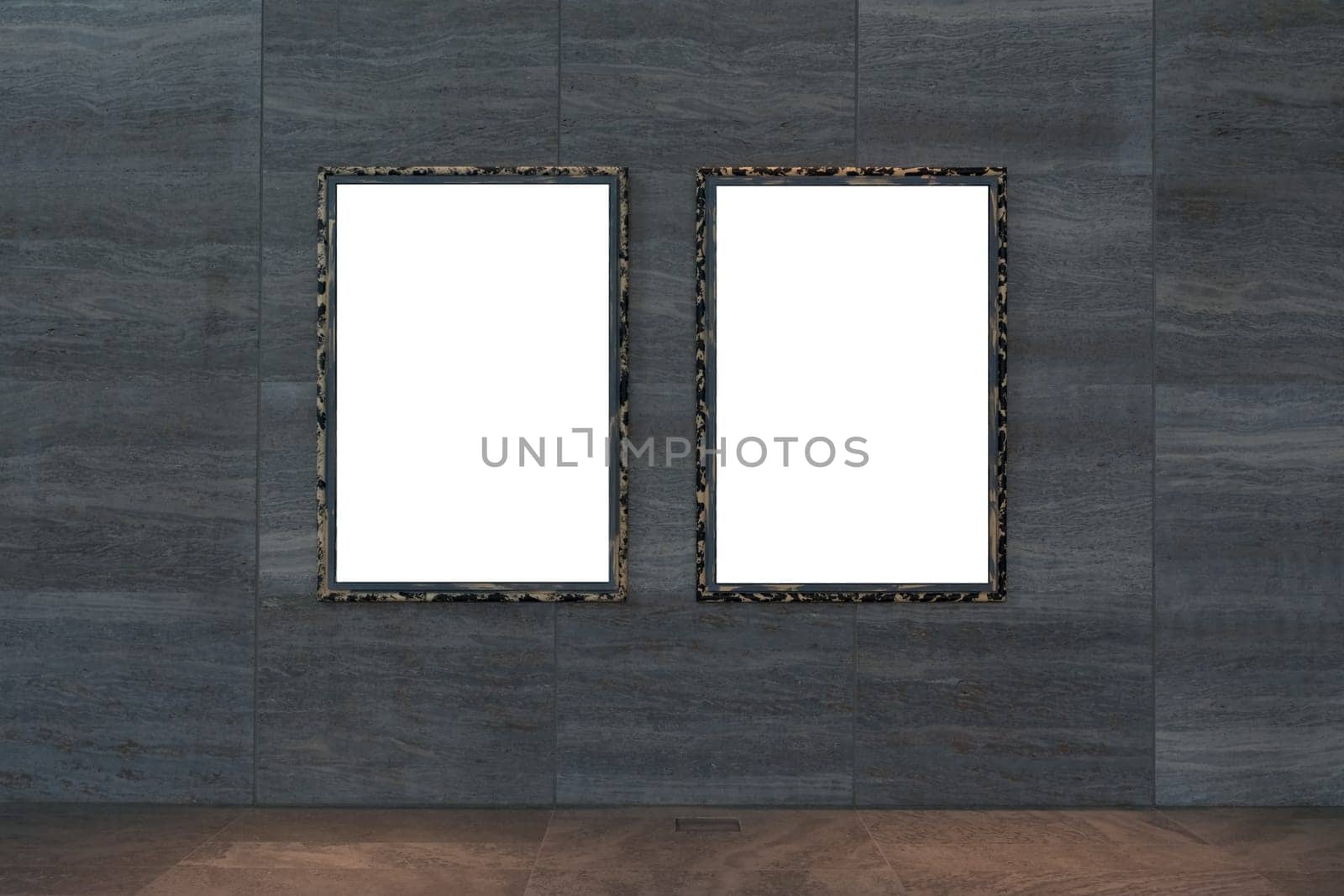 Blank White Art Gallery Frame Picture Wall White Contemporary Modern Rectangular Shape Isolated Empty