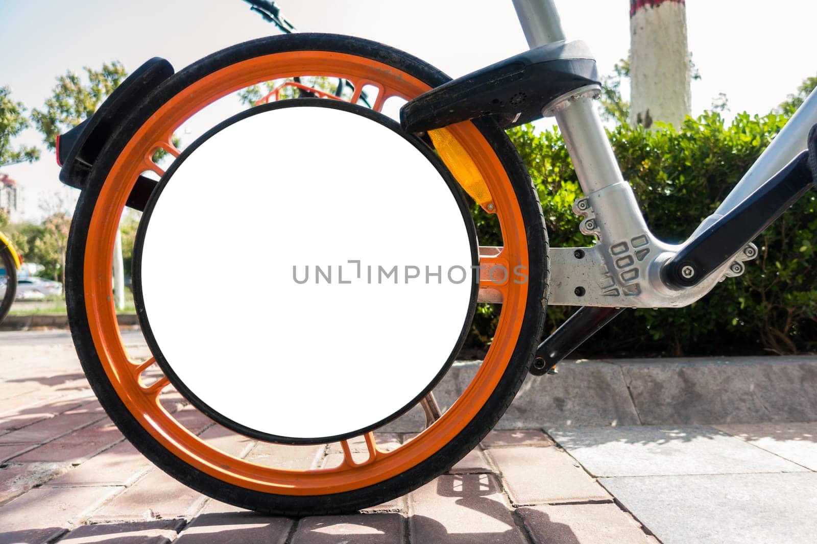 Billboard Rounded White Mockup City Advertisement of a Shared Bike
