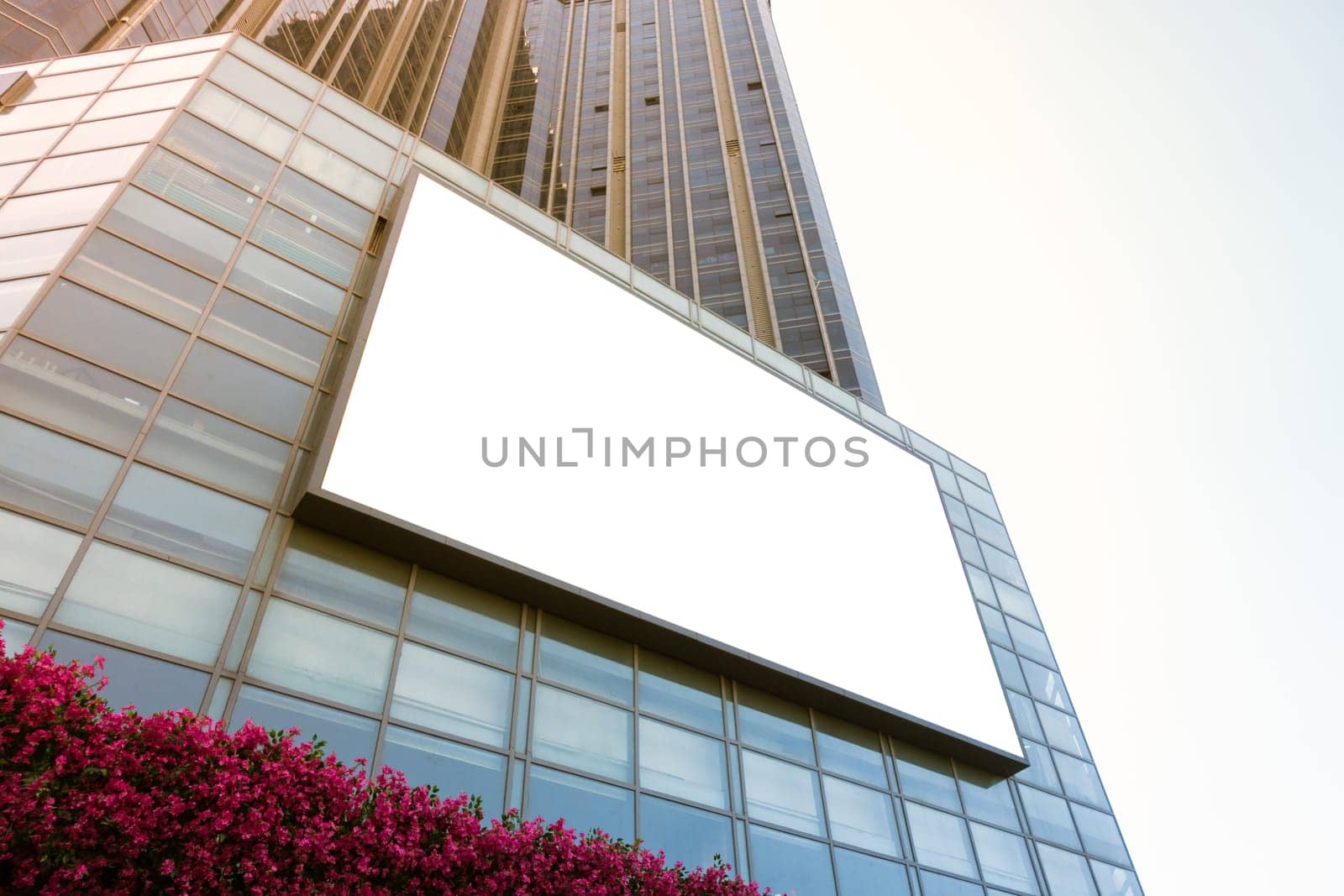 City Billboard Rectangular White Mockup City Advertisement