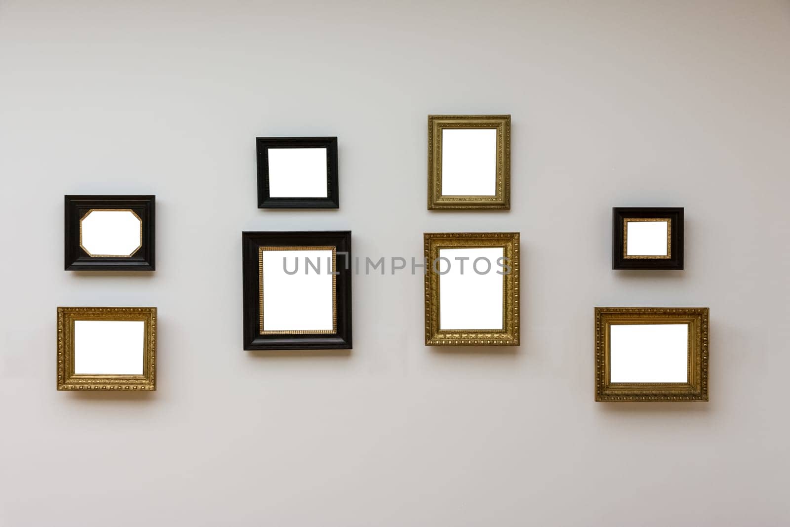Blank White Art Gallery Frame Picture Wall White Contemporary Modern Rectangular Shape Isolated Empty