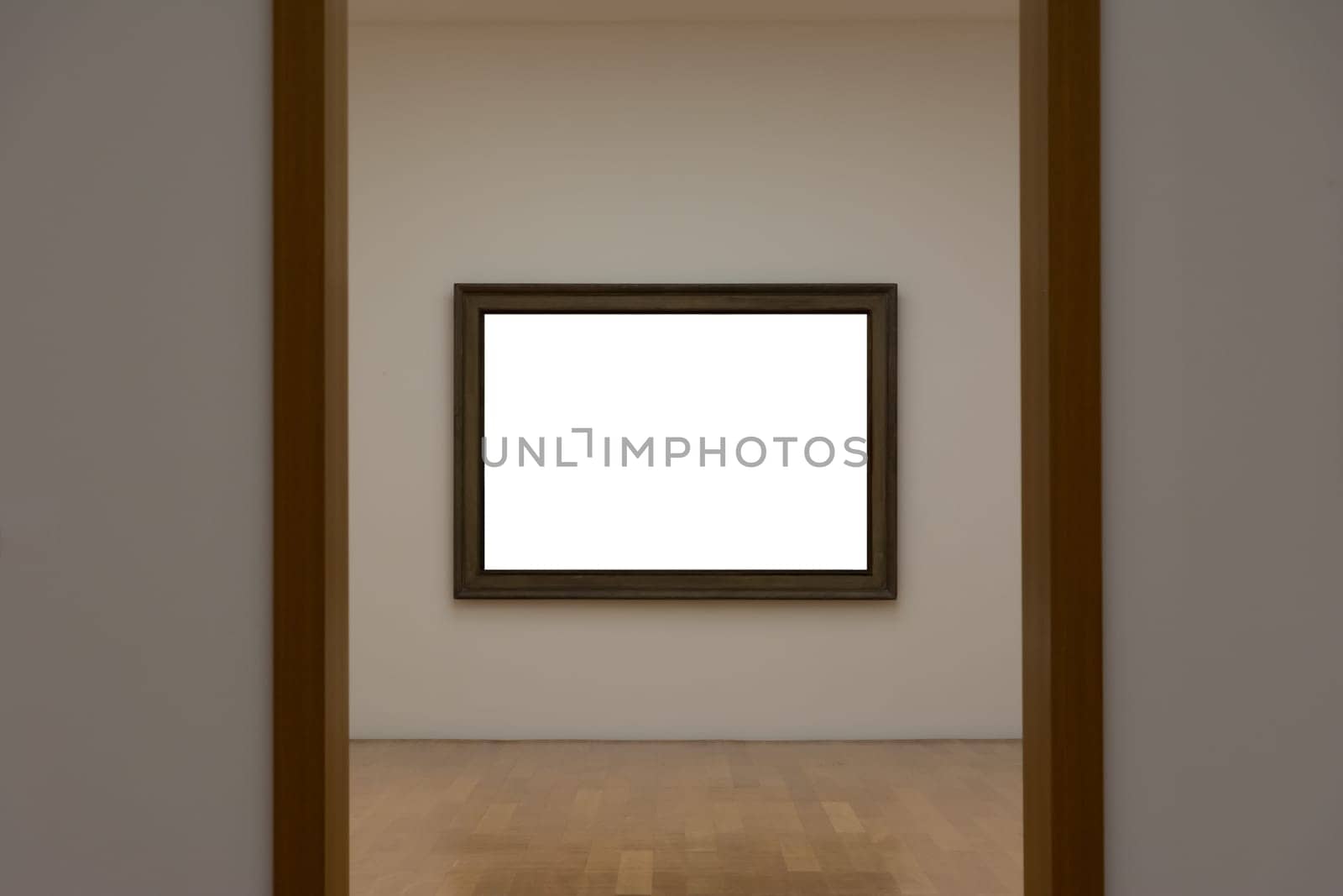 Blank White Art Gallery Frame Picture Wall White Contemporary Modern Rectangular Shape Isolated Empty