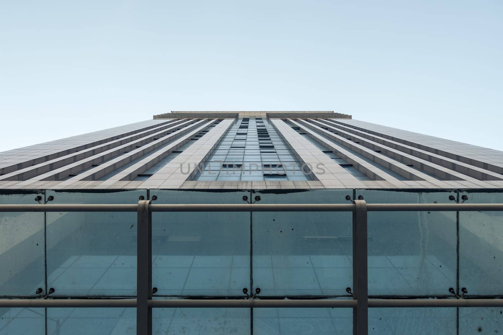 Bottom View of a Chinese Modern Building  in Xi'an, China, March 2018